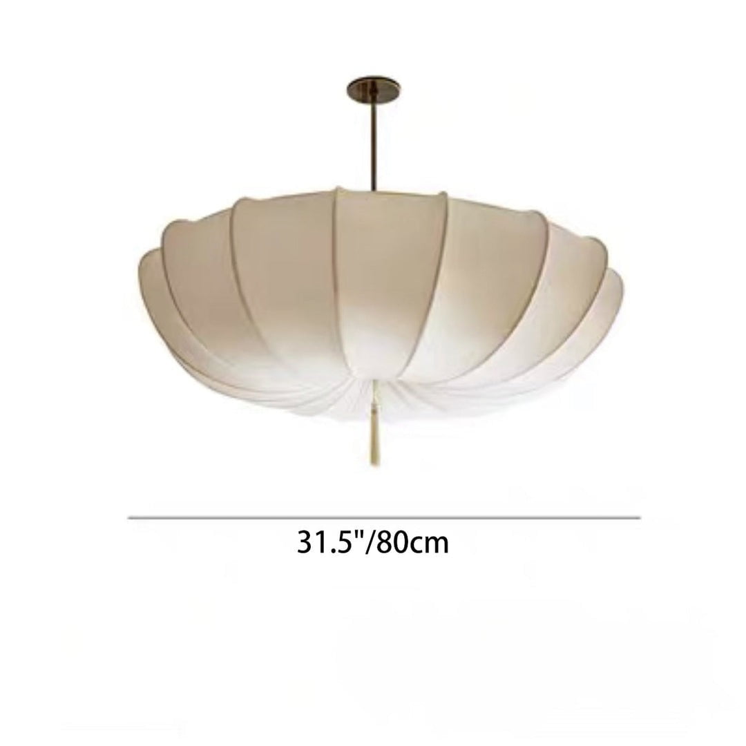 Viaurbe Japanese Minimalist Fabric Shade Chandelier with Iron Frame (Round, 18 in) 4kf1h