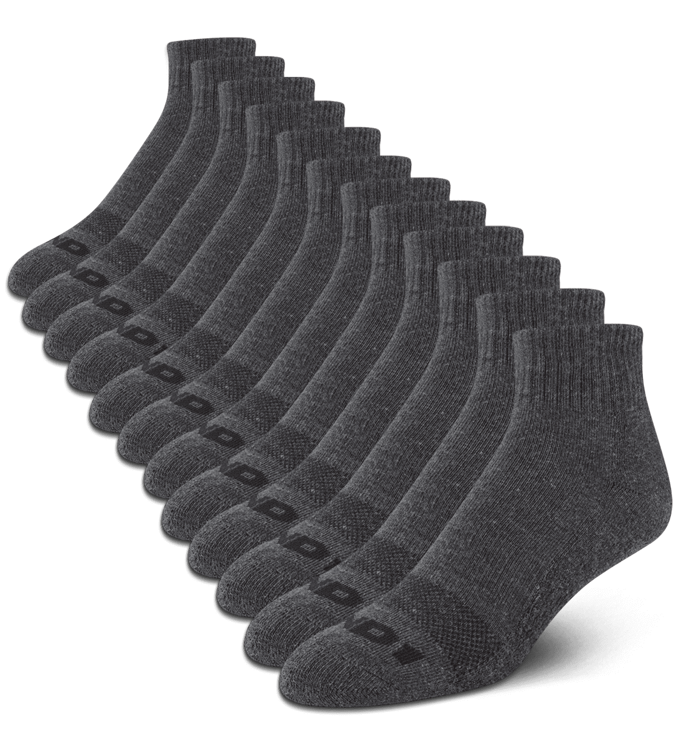 AND1 Men's Cushion Quarter Socks, Arch Support Athletic Socks (Grey, 12 Pack) mo9mf