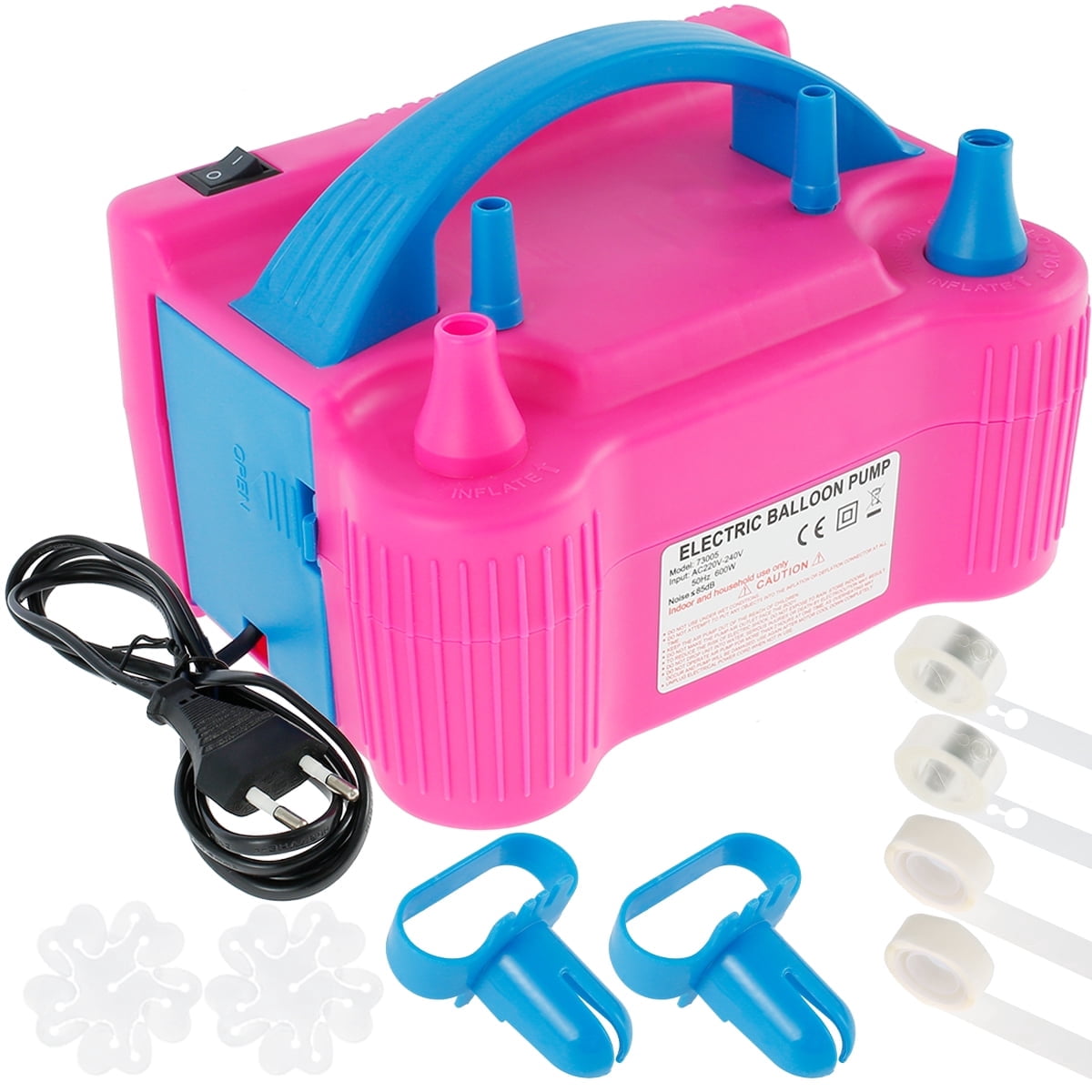 Vensio Electric Balloon Pump Dual Nozzle Inflator for Party Arch Garland Kit (Rose Red, 1 Unit) 8p346
