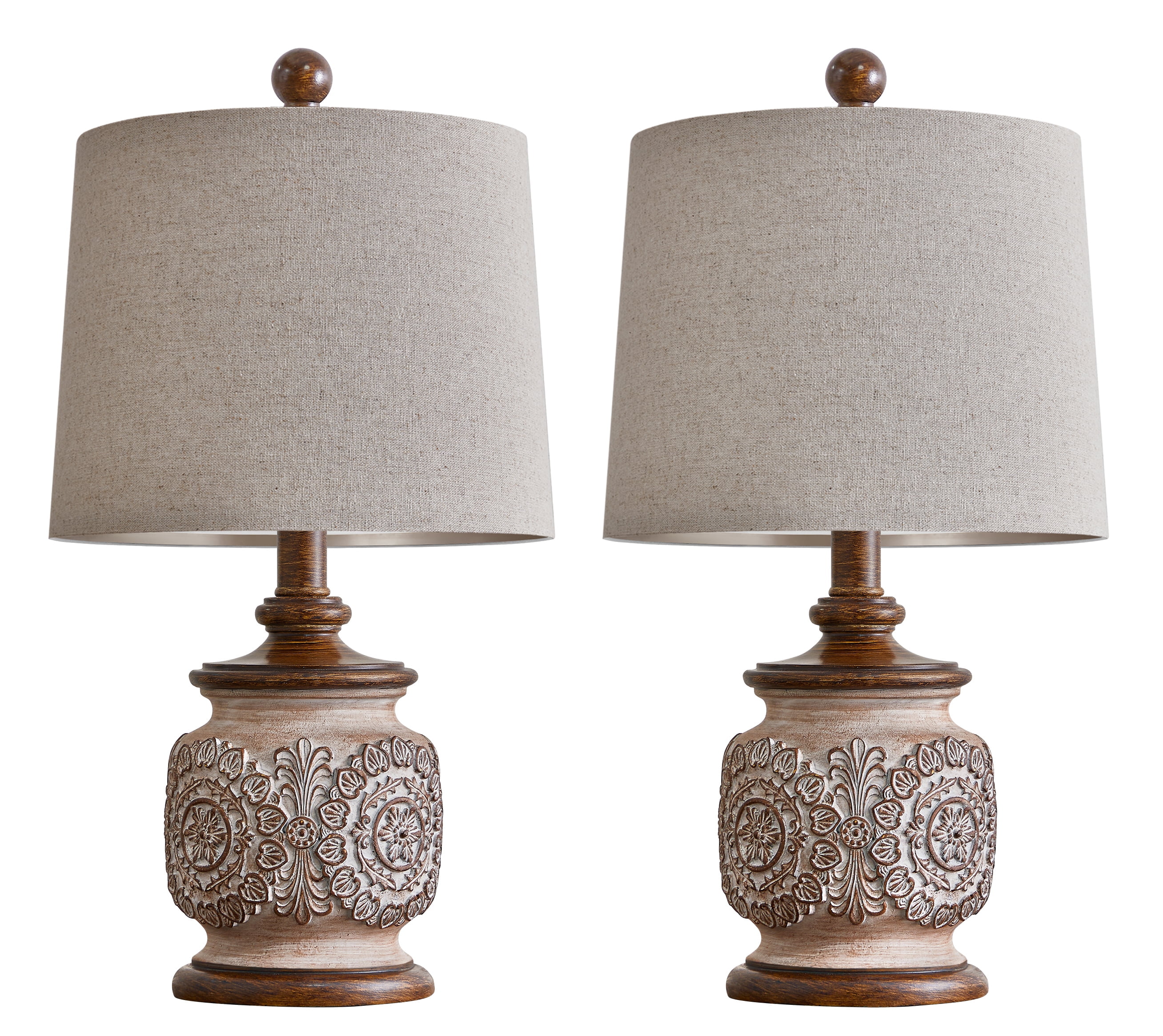 Oneach Vintage Farmhouse Table Lamps (Set of 2, Brown, 18.75 in) hics4