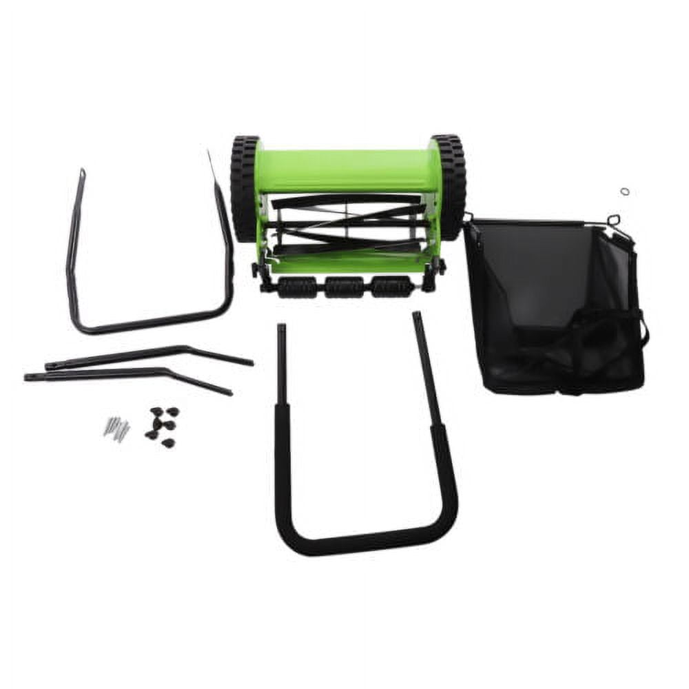 Generic Manual Reel Lawn Mower 5-Blade Push Walk Behind (Green, 12 in Cutting Width) bkmju