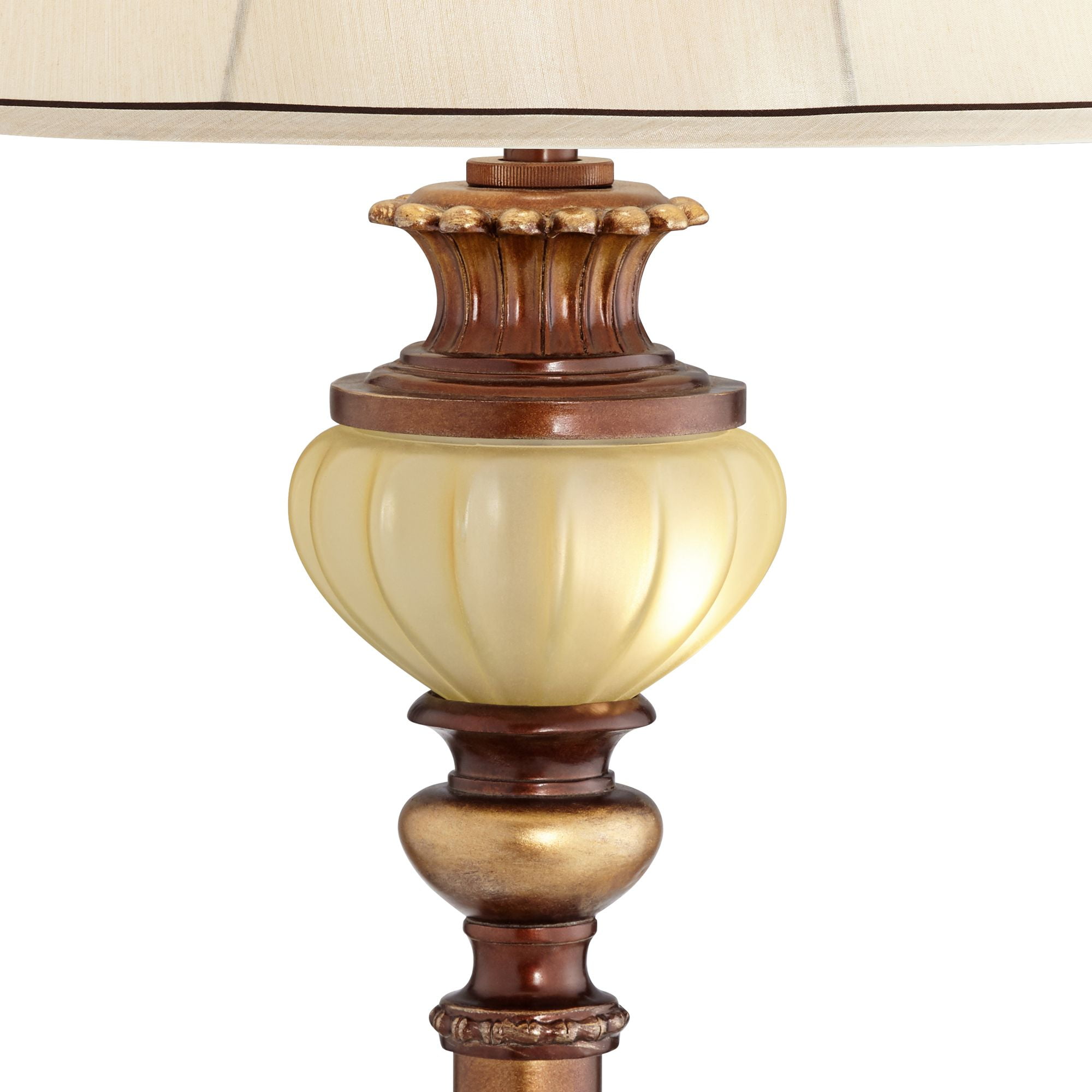 Kathy Ireland Traditional Floor Lamp with Glass Tray and Night Light (Bronze, 65 in) tlfgq