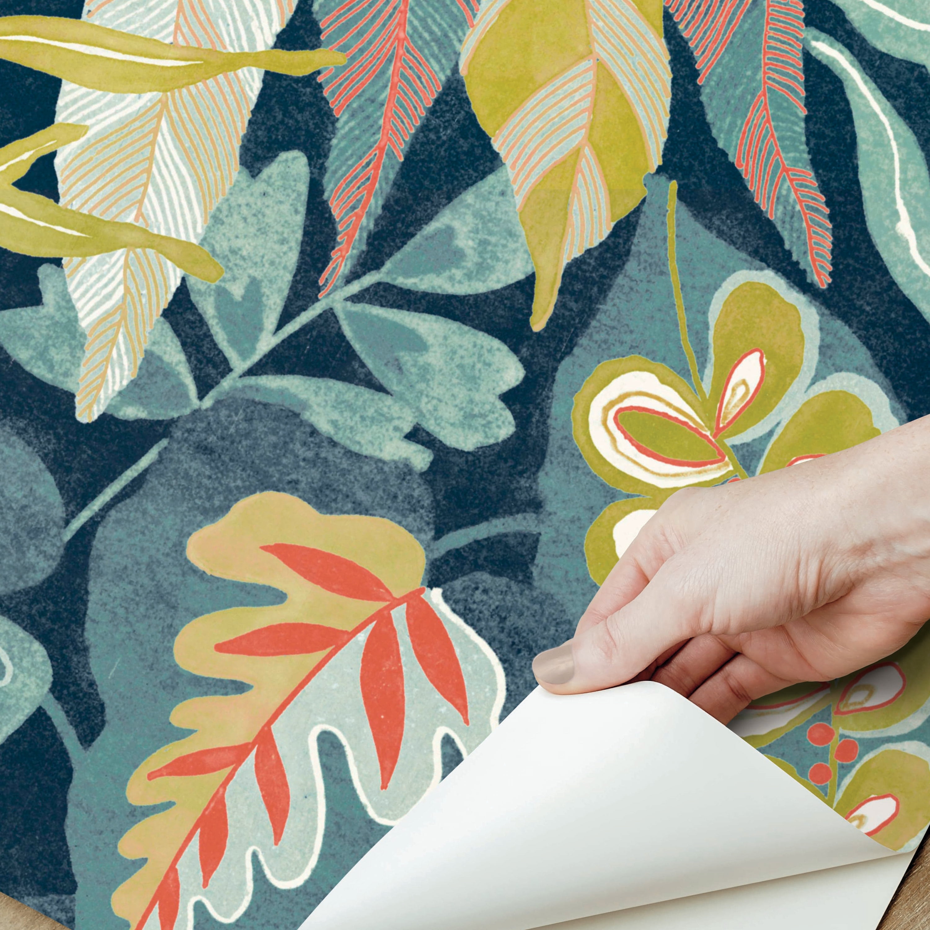 Roommates Studio Malena Floral Peel and Stick Wallpaper (Blue, 30.75 sq ft) zsz58