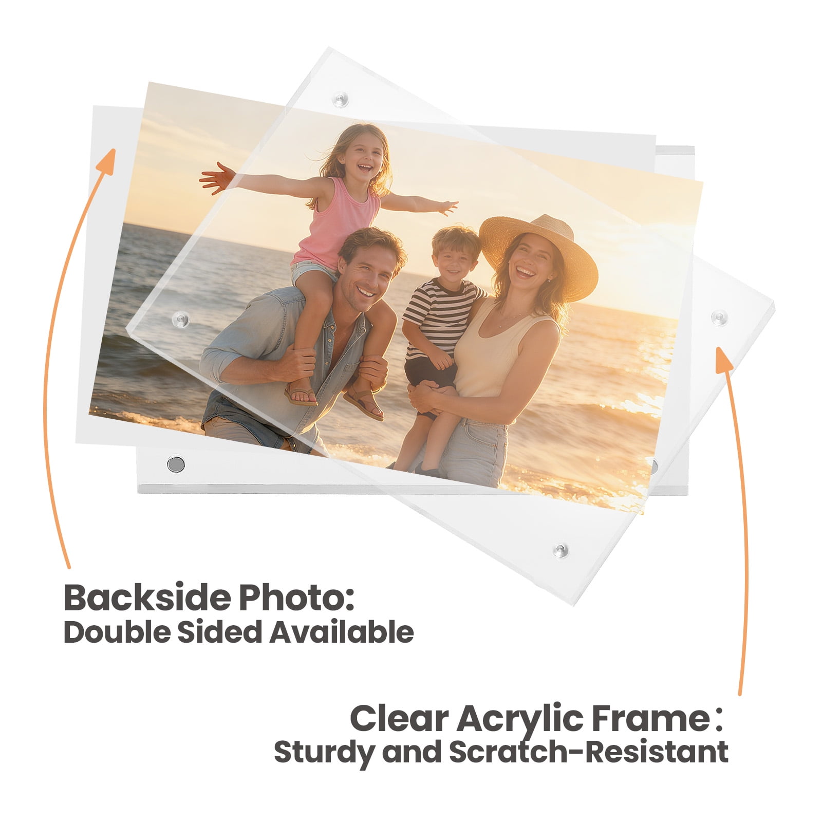 Sindcom 4x6 Acrylic Picture Frames, Double Sided Magnetic Floating Desktop Display (Clear, 3 Pack) lw2jr