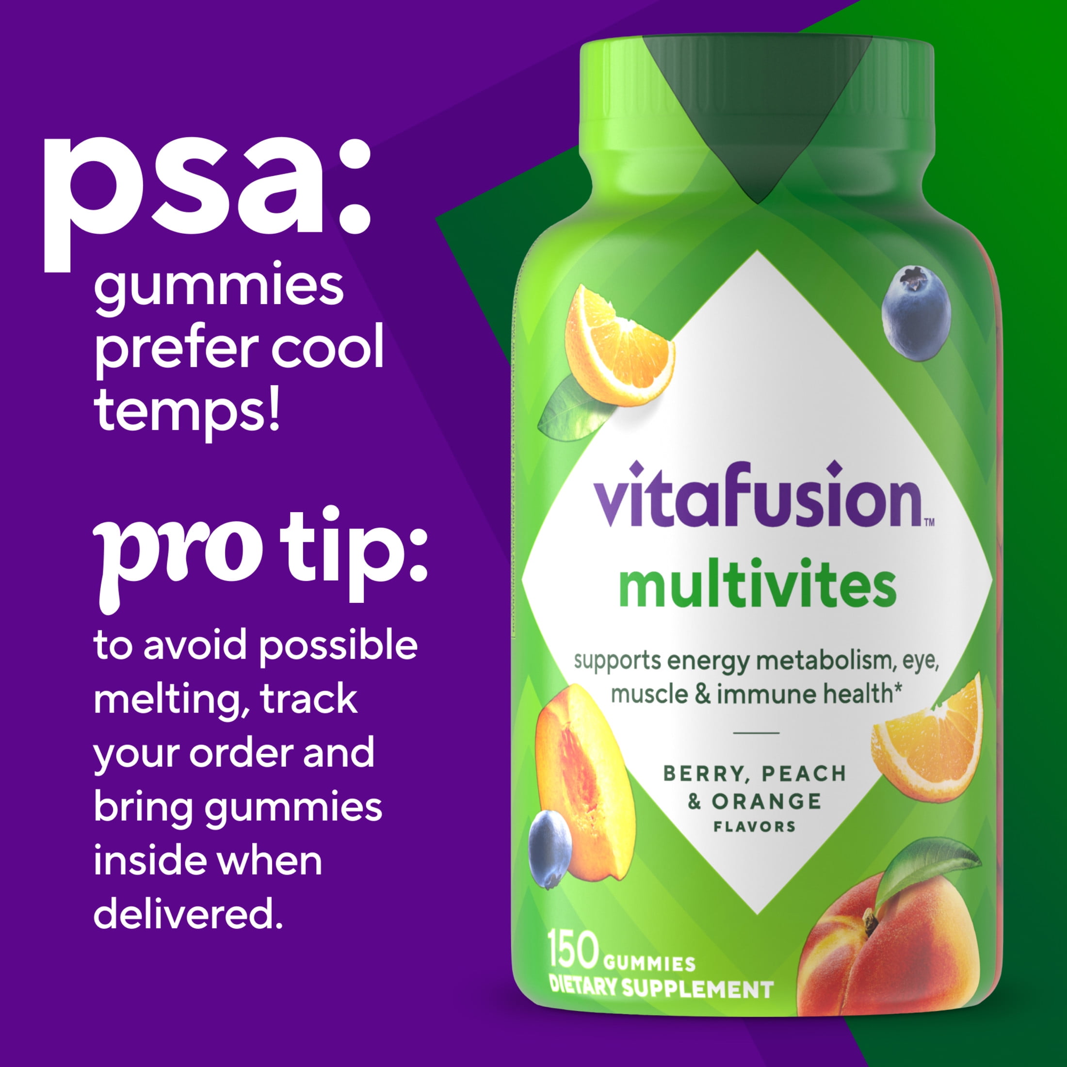 vitafusion MultiVites Gummy Multivitamins for Adults, Daily Nutritional Support (Assorted Fruit, 150 Count) jelqy