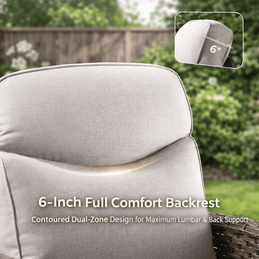 Bellefurn 7-Piece Patio Furniture Set with Fire Pit Table, Swivel Rockers, Sofa, and Ottomans (Brown, 7-Piece Set) hvj5c