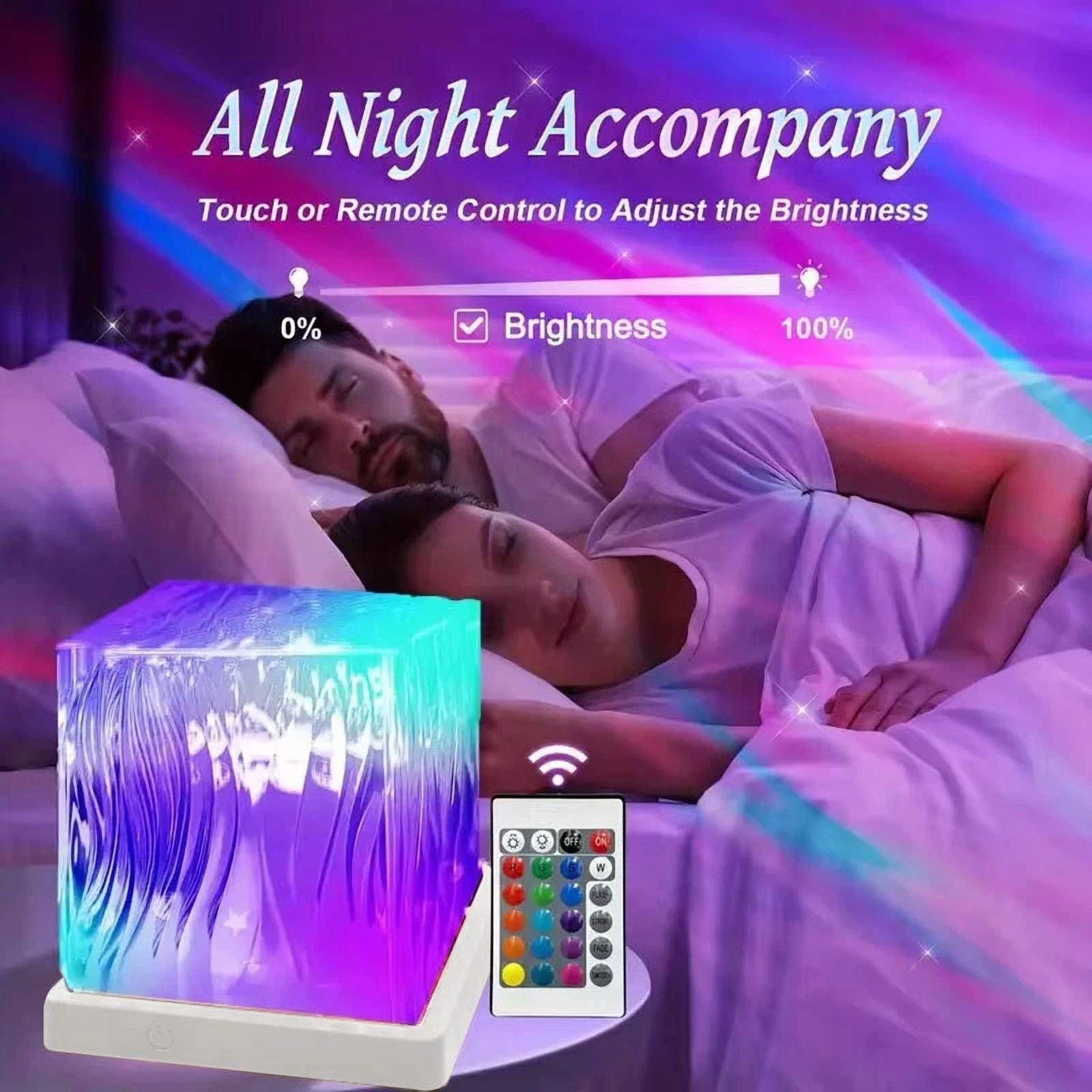 KLYNE Ocean Wave Northern Lights Projector Lamp 16-Color LED Night Light (Cordless, 1 Unit) uxrbb