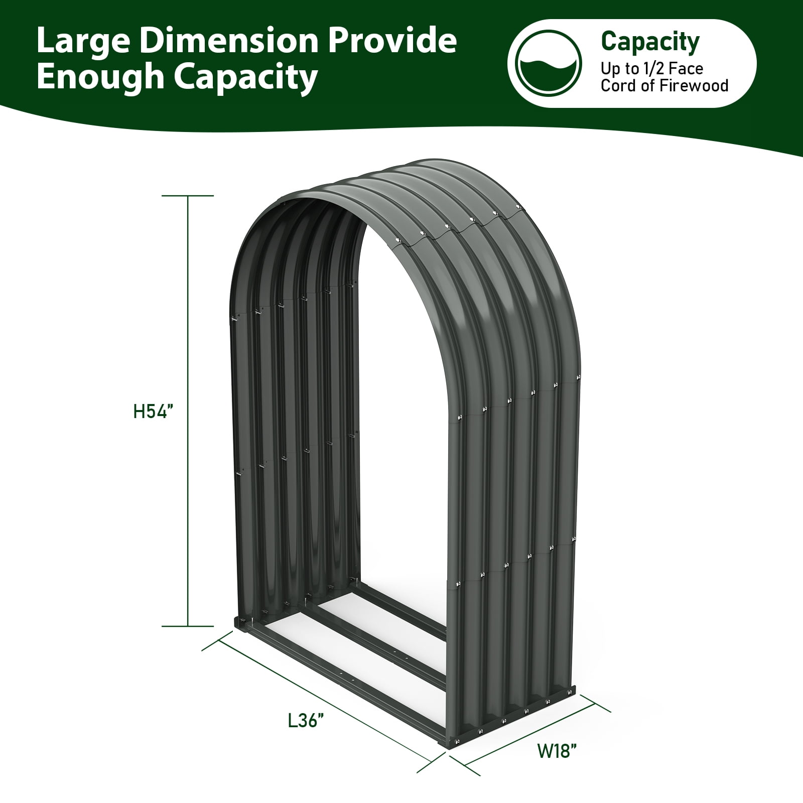 TRAMULL Outdoor Heavy Duty Galvanized Steel Log Holder (Grey, 48 in L x 15 in W x 48 in H) vd6l8