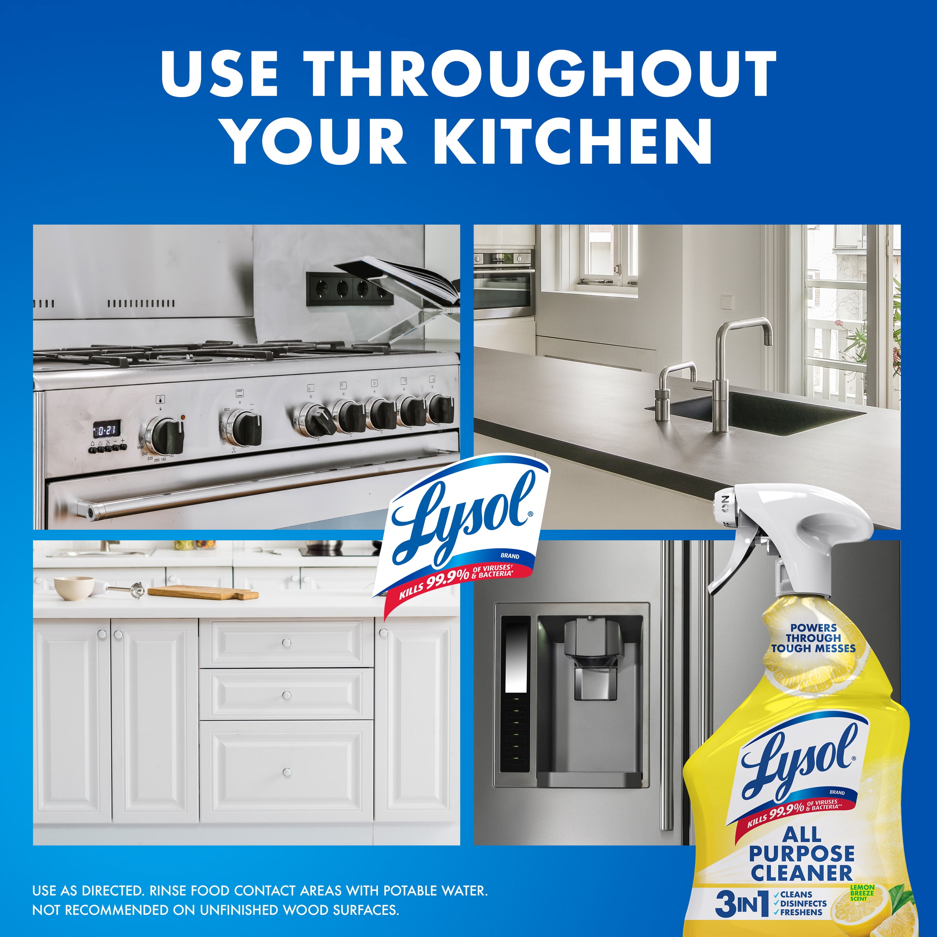 Lysol All Purpose Cleaner Spray, Disinfectant and Sanitizer, Lemon Scent (Lemon, 64 fl oz, 2 Pack) ecf1n