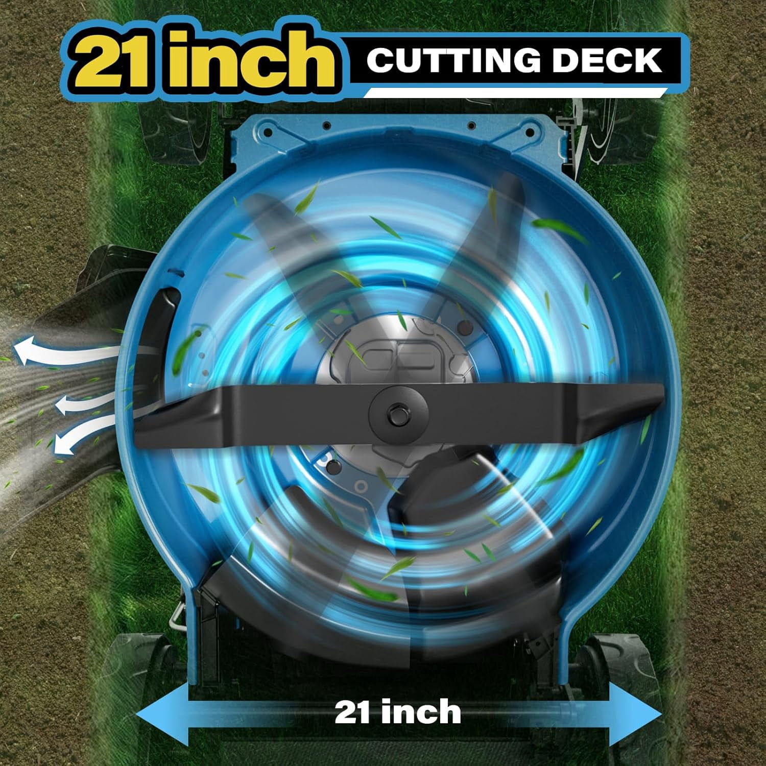 MRKMRZ Gas Powered Push Lawn Mower, 21 in Cutting Deck, 201cc 4-Cycle Engine, 3-in-1 Mowing System (Blue, 21 in) h8kgx