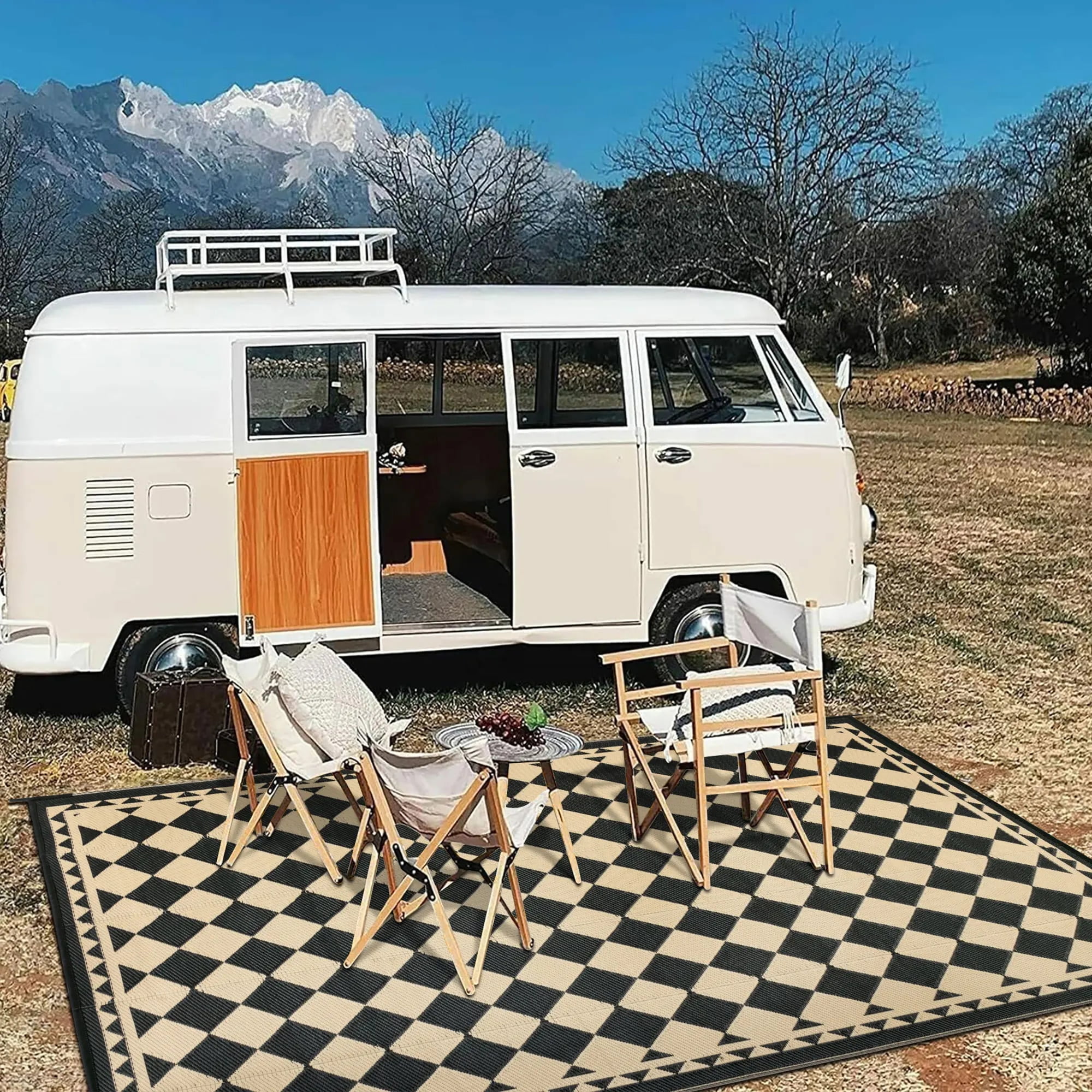 Berthmeer Plastic Outdoor Rug Waterproof Patio and RV Area Carpet (5 ft x 8 ft) op9m7