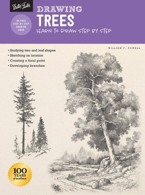 Walter Thomas Foster Drawing Trees with William F. Powell Step-by-Step Art Instruction Book (1 Book) ojib0