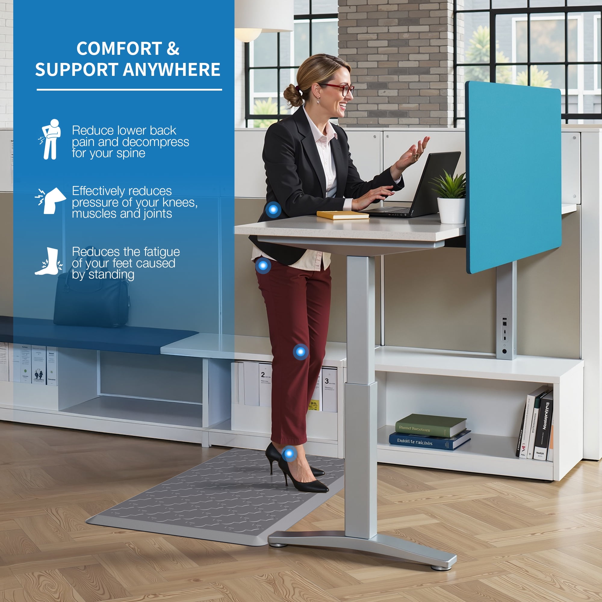 Galmaxs7 Anti-Fatigue Kitchen Mat, Ergonomic Memory Foam Floor Rug for Standing Comfort (Gray, 17 in x 29 in) ezevt