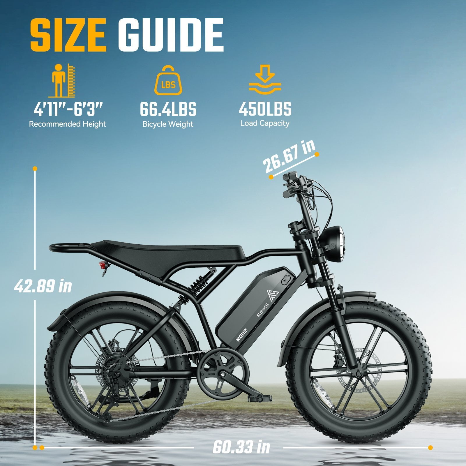 TST Electric Mountain Bike for Adults, 750W Motor, 20 in x 4 in Fat Tires, Dual Suspension, UL2849 Certified (Black, 48V 15Ah) b27yl