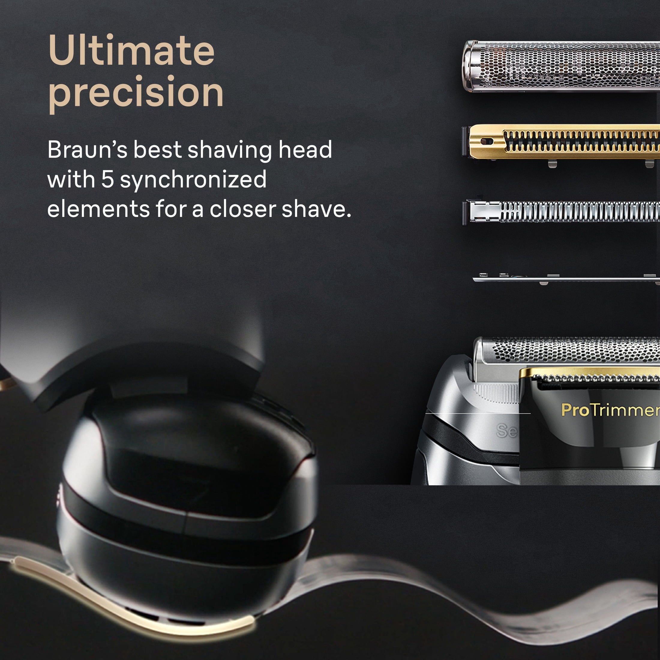 Braun Series 9 PRO+ Electric Shaver with Precision ProTrimmer and Charging Stand (Galvano Silver, 1 Count) i132k
