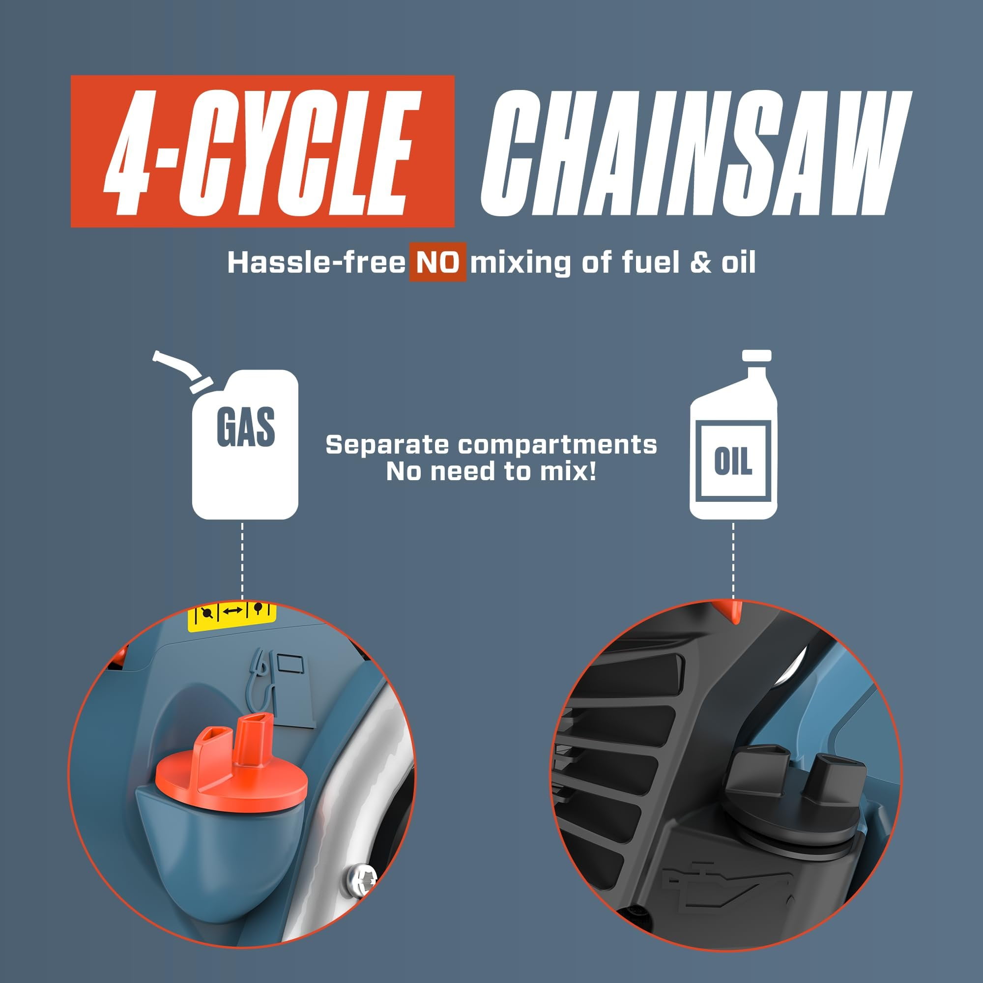 Senix 4QL Gas Chainsaw, 49cc 4-Cycle Engine with 18-in Oregon Bar and Chain (18 in) lkub7