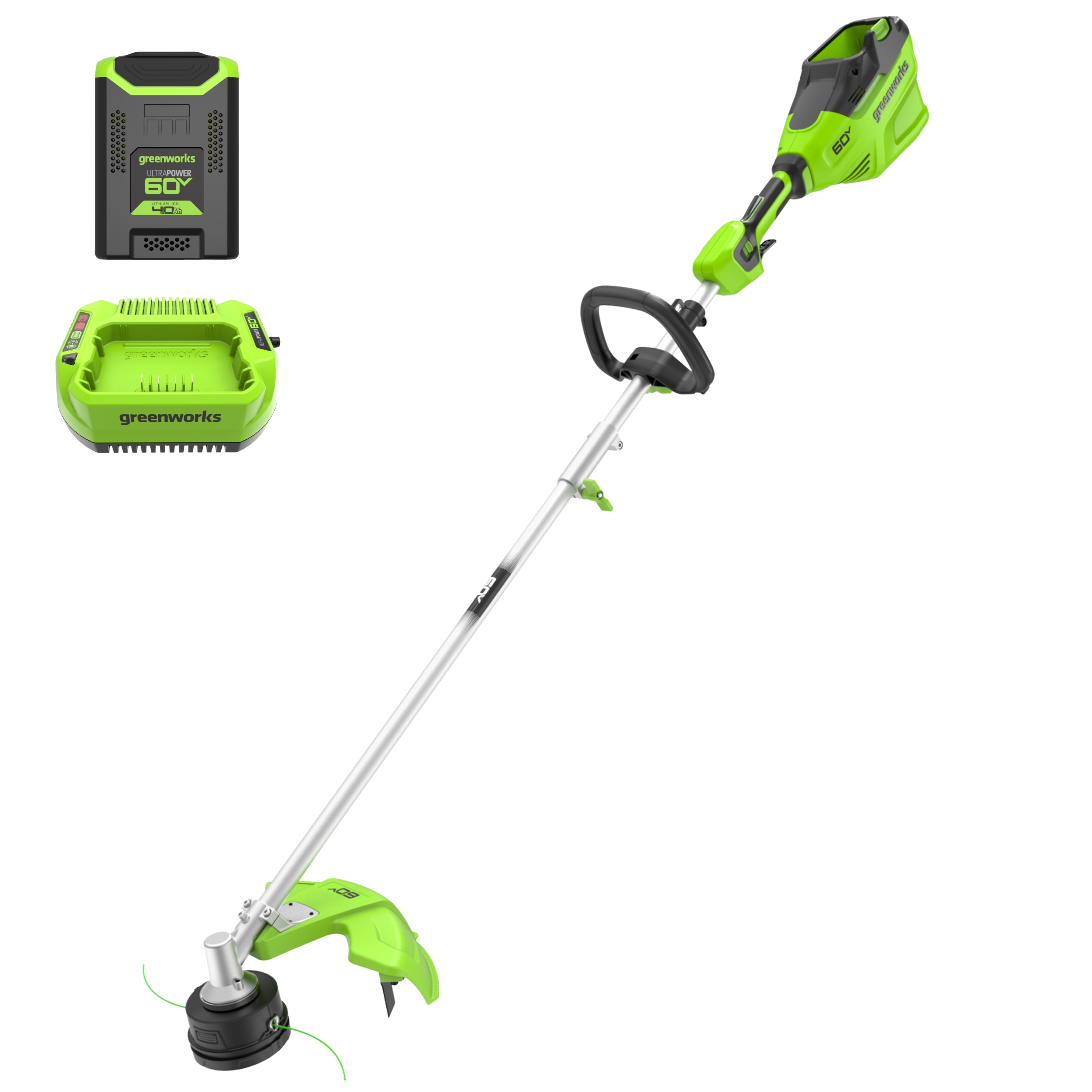 Greenworks 60V 16 in Cordless String Trimmer with 4.0 Ah Battery and 3A Charger (Green, 16 in) d5h4i
