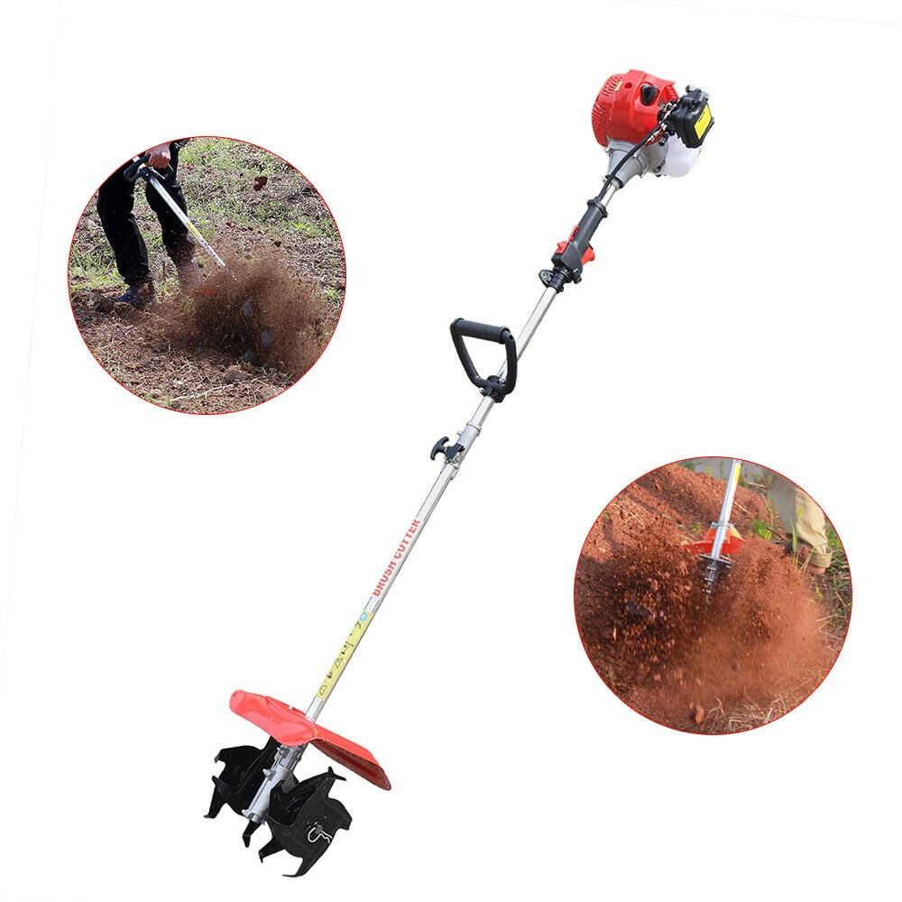 Wuzstar Mini Garden Tiller Cultivator, 42.7cc 2-Stroke Gas Powered Weeding Machine (9 in Width, 59 in Length) tgz70