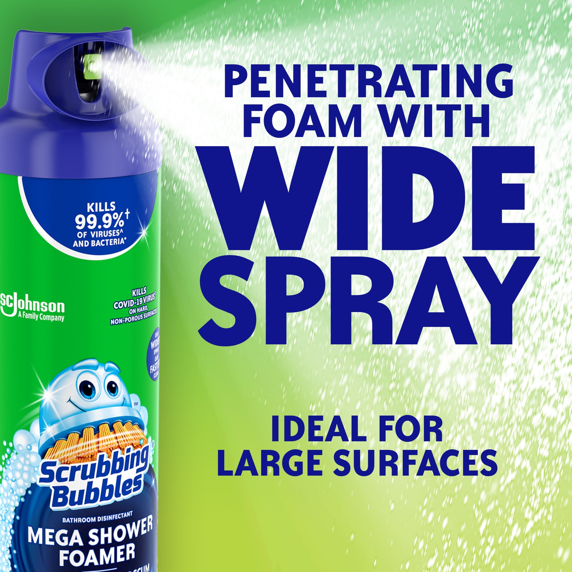 Scrubbing Bubbles Mega Shower Foamer Bathroom Disinfectant Cleaner, Rainshower Scent (20 oz, 4 Pack) gj8p7
