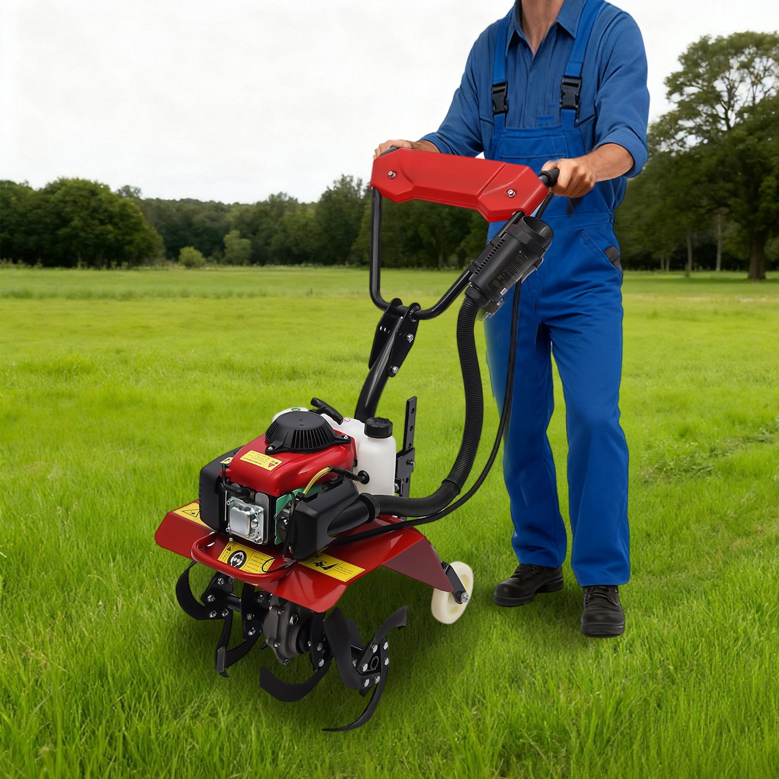 Miumaeov 63cc 4-Stroke Gas-Powered Front Tine Tiller, Heavy-Duty Garden Cultivator for Soil Prep (13.8 in Tilling Width) oonjs