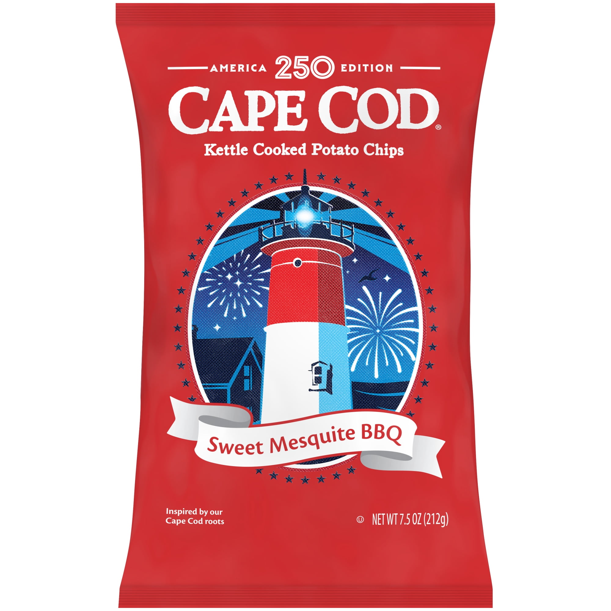 Cape Cod Sweet Mesquite Barbeque Potato Chips, Kettle Cooked Crunchy Snack (7.5 oz) 58jna
