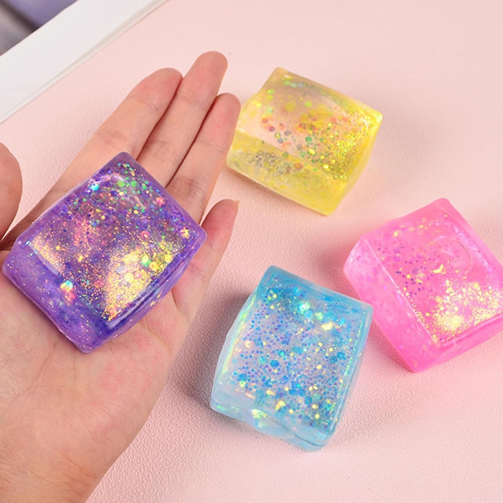 Ikohbadg Ice Cube Sensory Squeeze Toy for Stress Relief and Hand Exercise (Random Color, 1 Pack) z236r