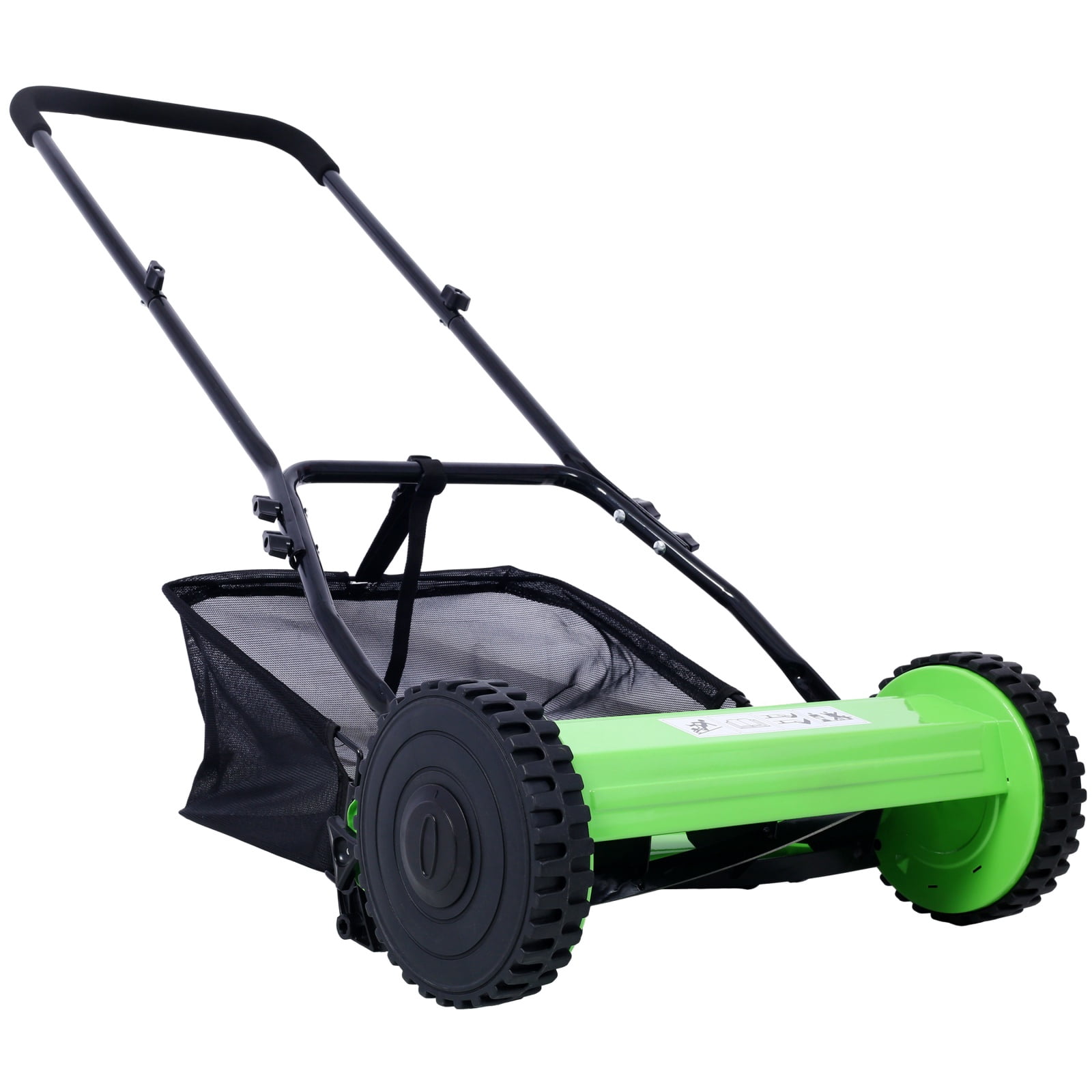 Deiokin 14-inch 5-Blade Push Reel Lawn Mower with Grass Catcher (Green, 14 in) lroo9