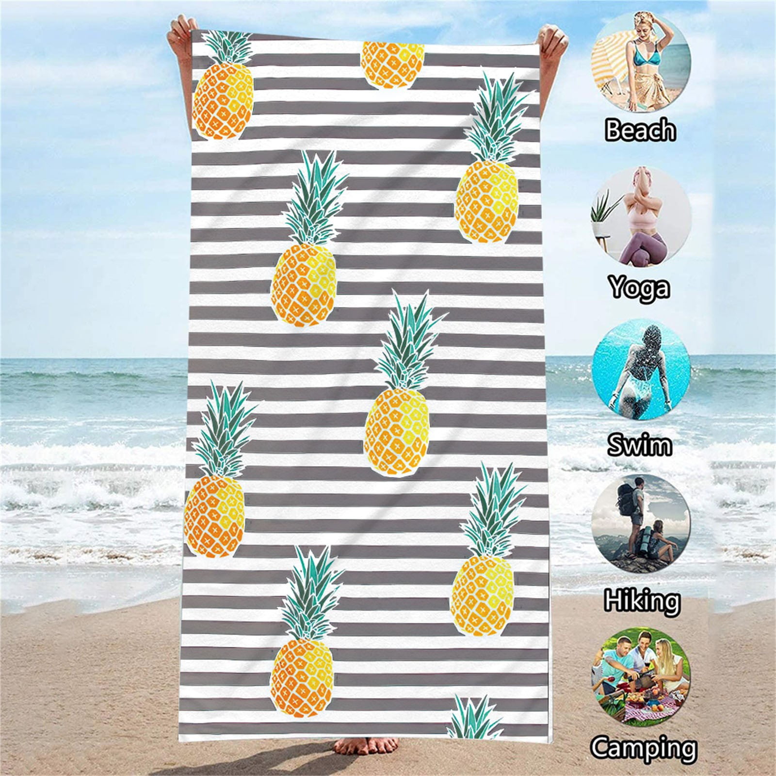 Suncoda Microfiber Beach Towel, Sandproof Quick-Dry Bath Towel for Travel and Pool (Colorful, 27 in x 59 in) 6if4w