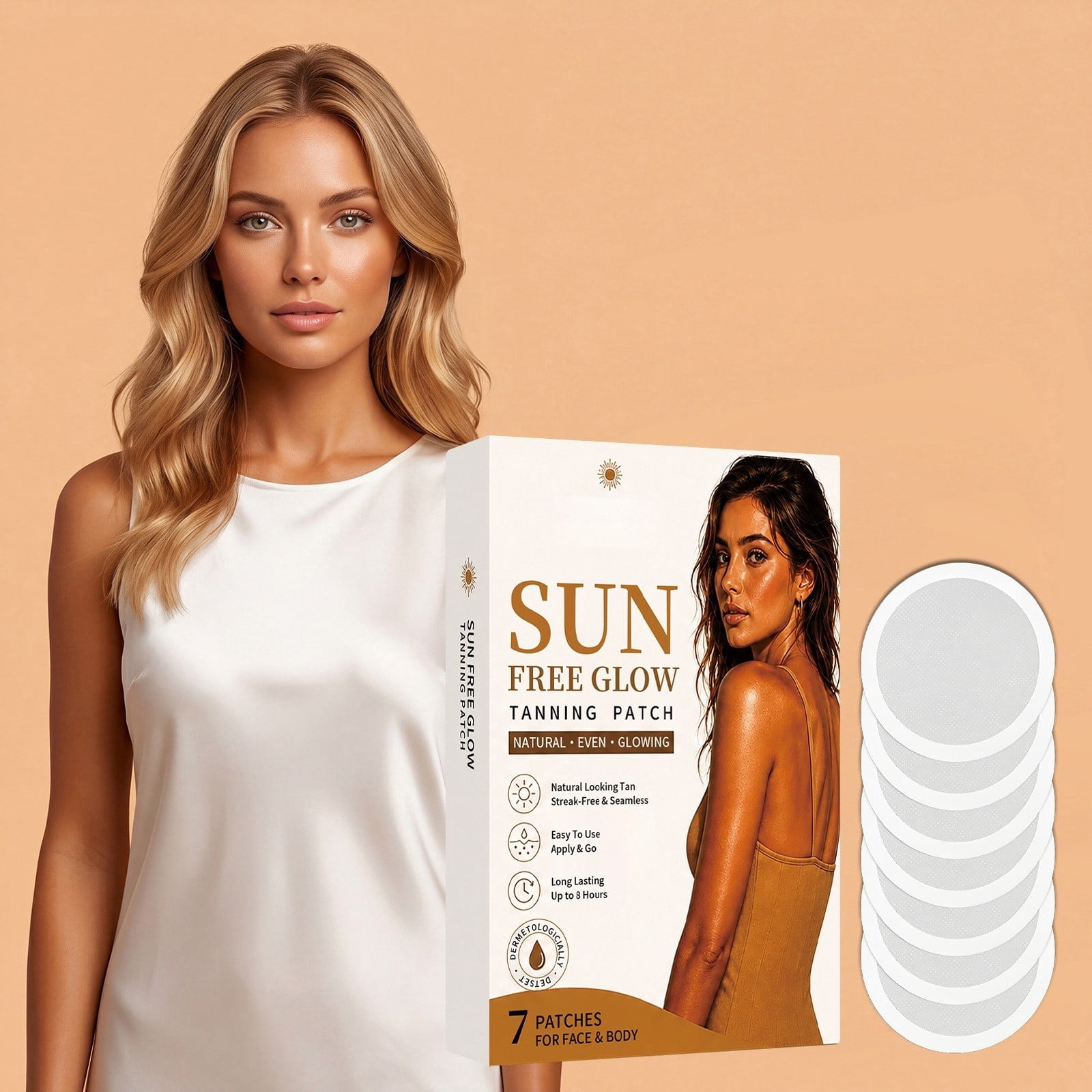 SZBAOAN Transdermal Self-Tanning Patches (Natural Bronze Glow, 7-Pack) q5mp2