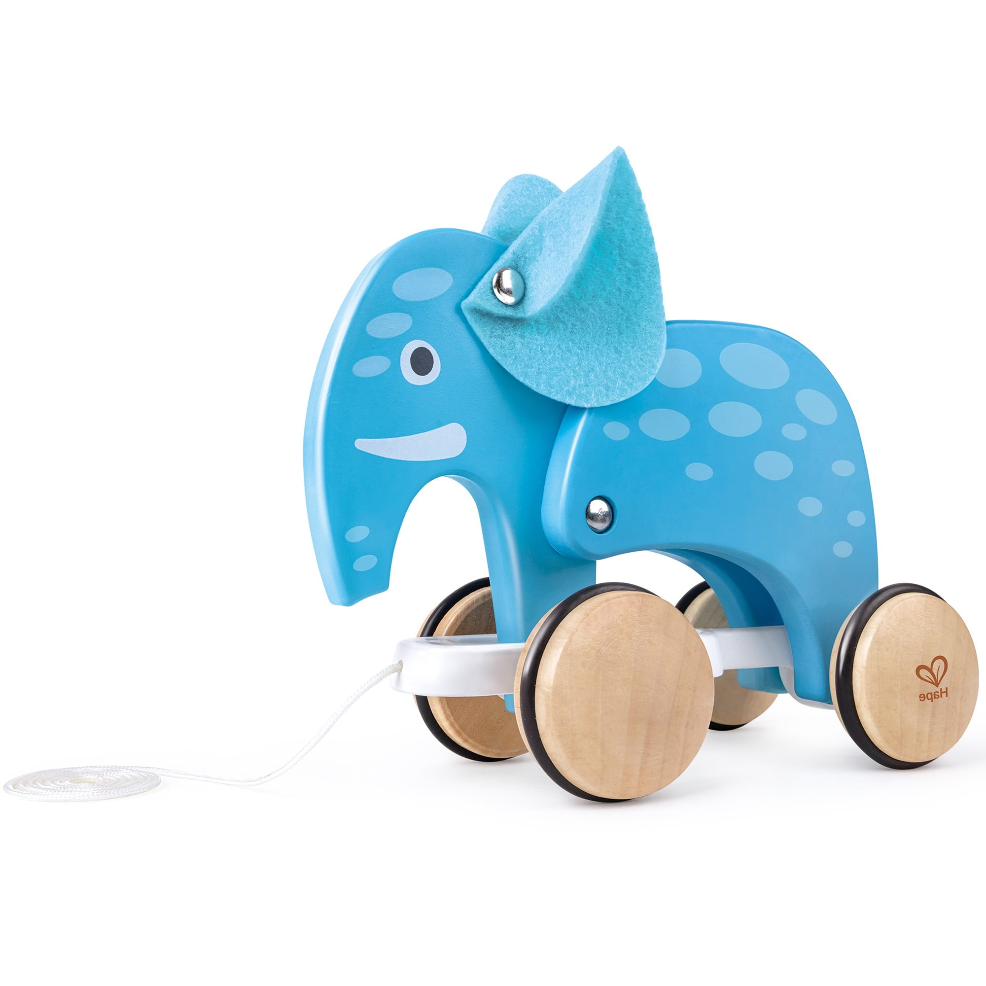 Hape Elephant Pull Along Wooden Animal Toy (Blue, 7.4 in x 6 in x 4 in) pgi80