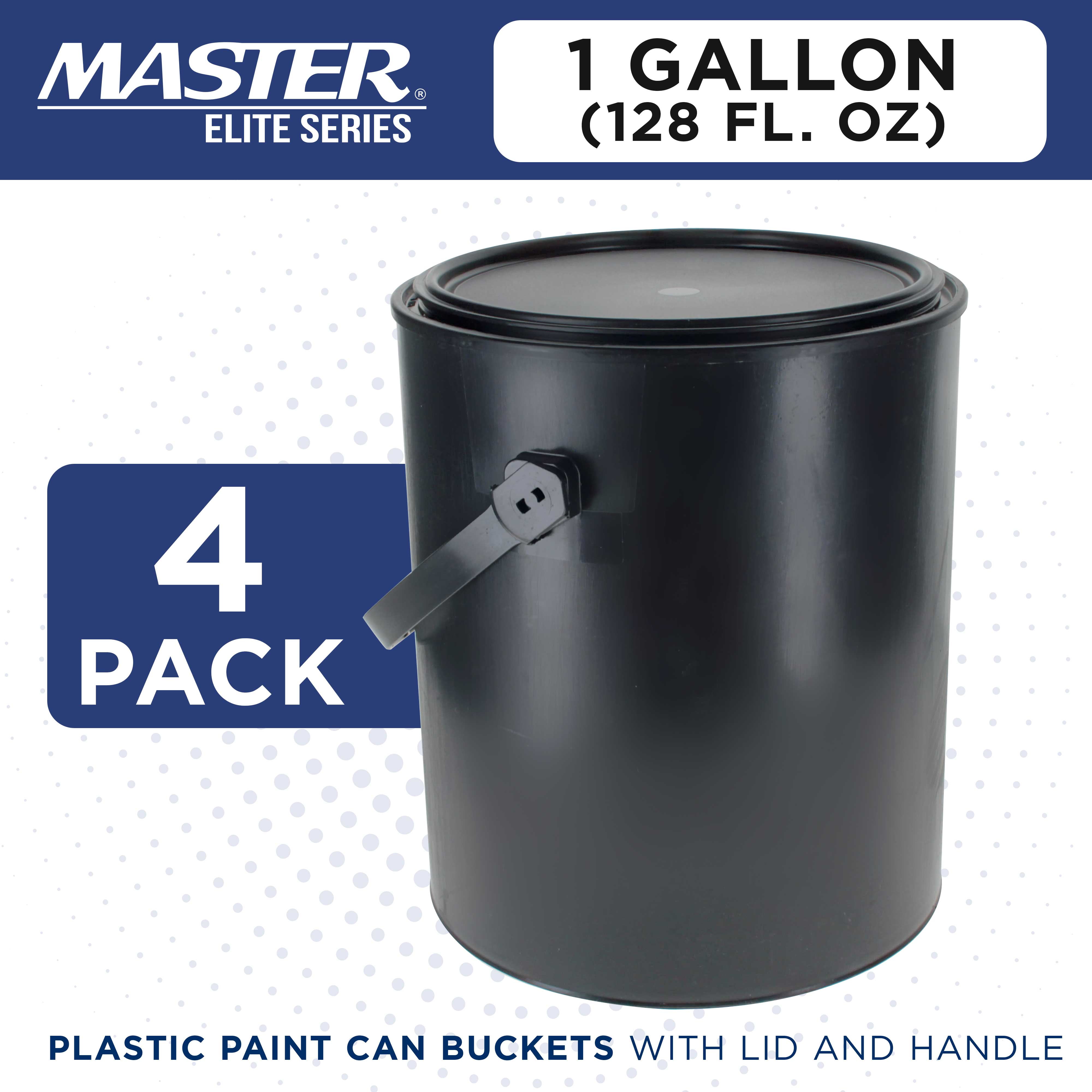 Master Airbrush 1 Gallon Plastic Paint Storage Pail with Airtight Lid (Black, 128 fl oz, 4 Pack) g4mxo