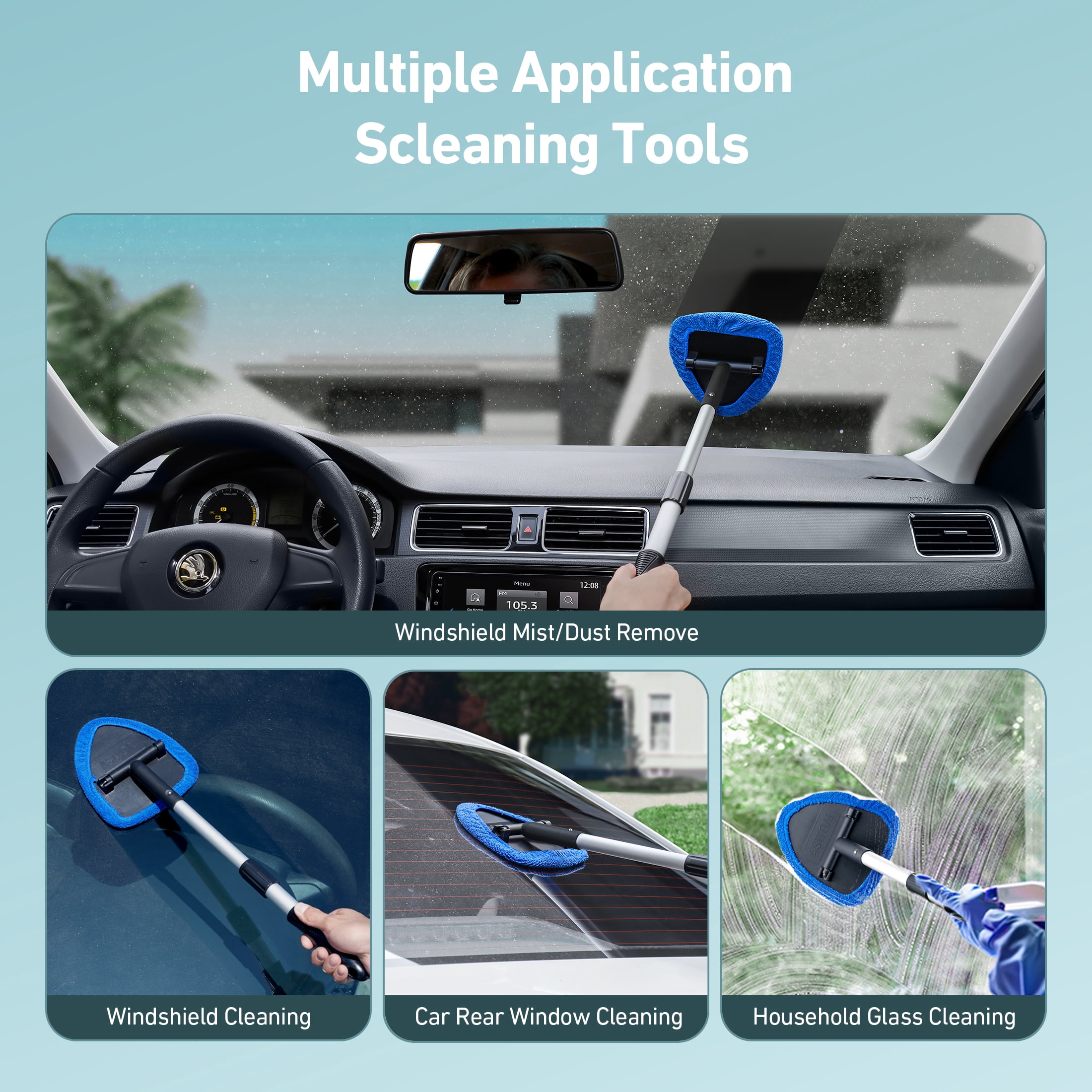 AstroAI Car Wash Kit and Detailing Brush Set (Blue, 9-Piece) 5b1nn