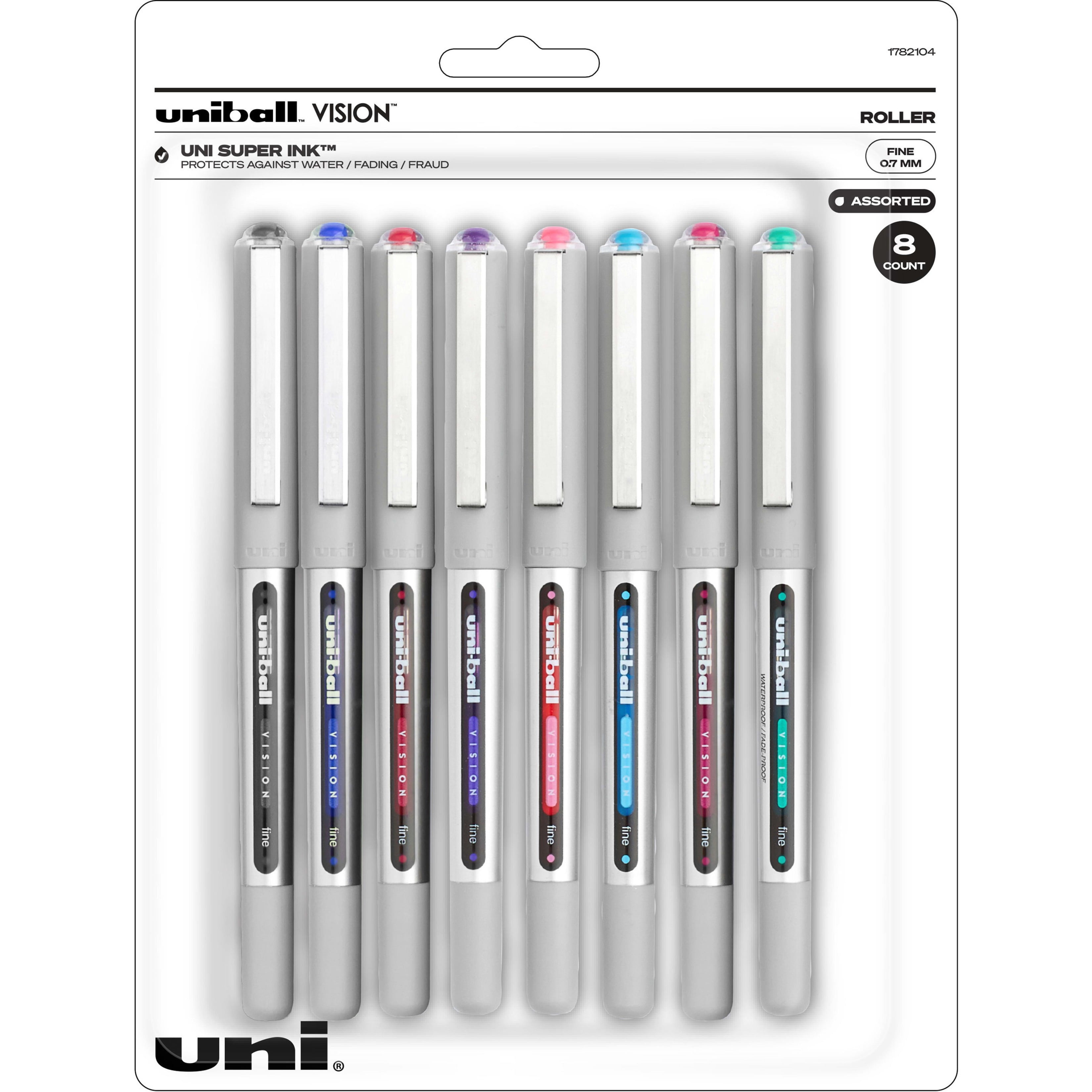 uniball Vision Rollerball Pen Fine Point Archival Quality Ink (Black, 8 Pack) 3ct9t