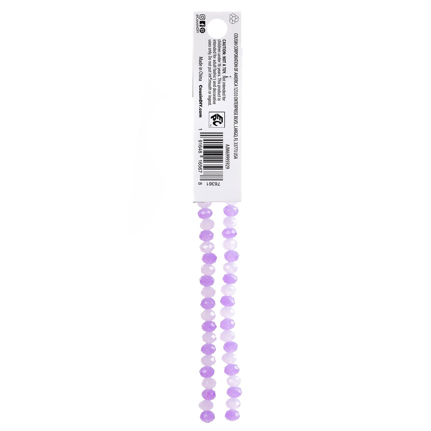 CousinDIY Glass Rondelle Beads for Jewelry Making (2-Tone Purple, 2-Pack, 14 in) lwffv