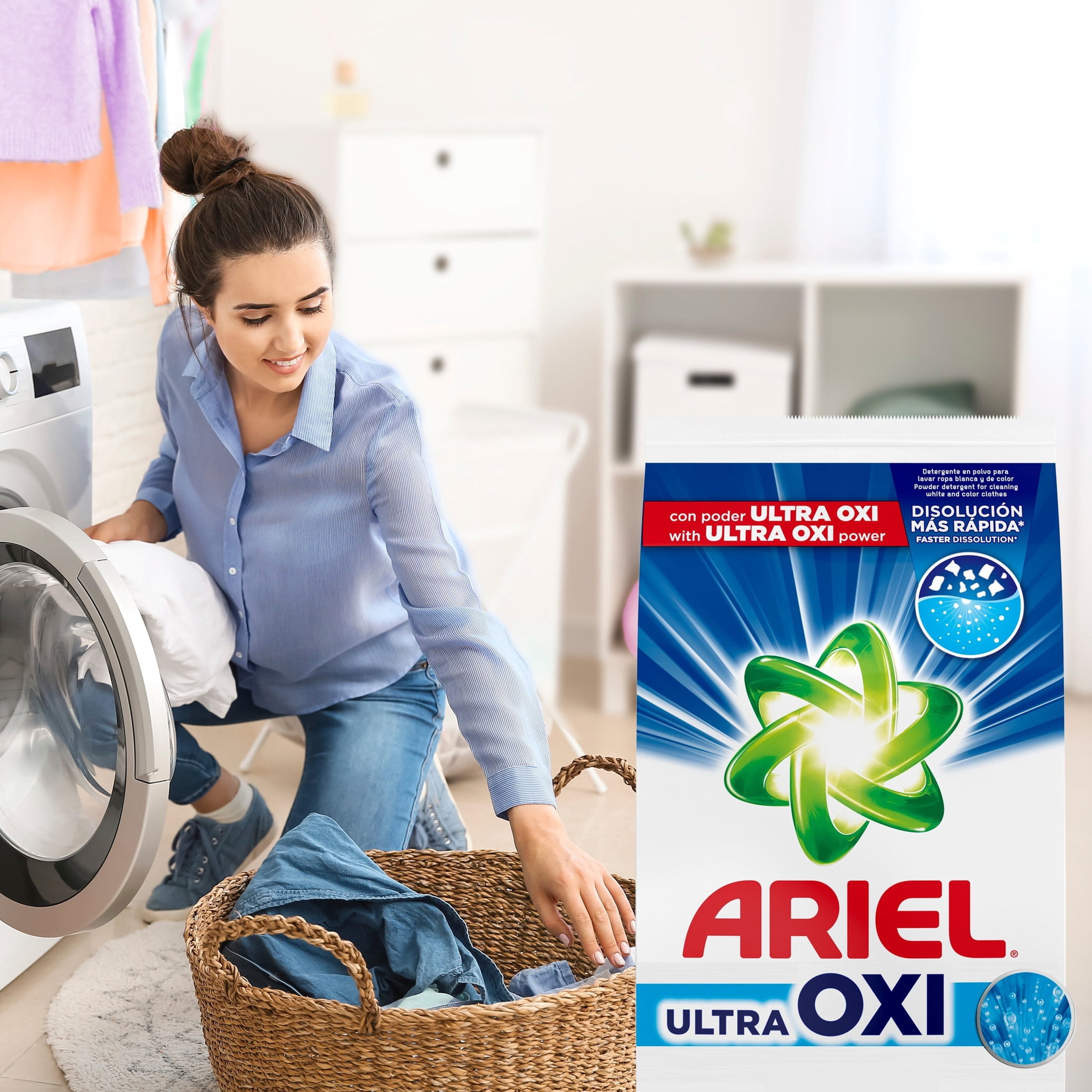 Ariel Laundry Detergent Powder, Oxi Advanced Stain Removal, Original Scent (105 oz, 66 Loads) a3rmb