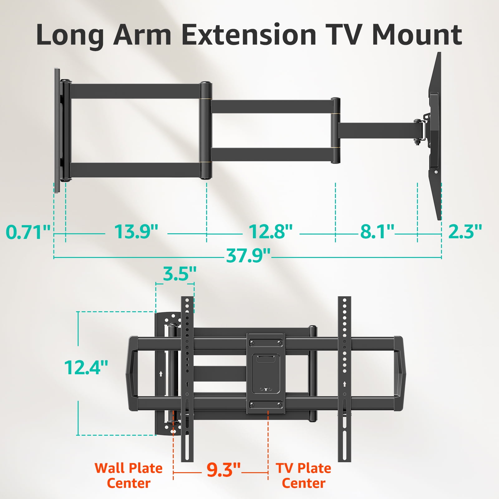 Mount Pro Full Motion TV Wall Mount, Long Arm Articulating Bracket for 42-75 Inch TVs (Black, 99 lb) pbz17