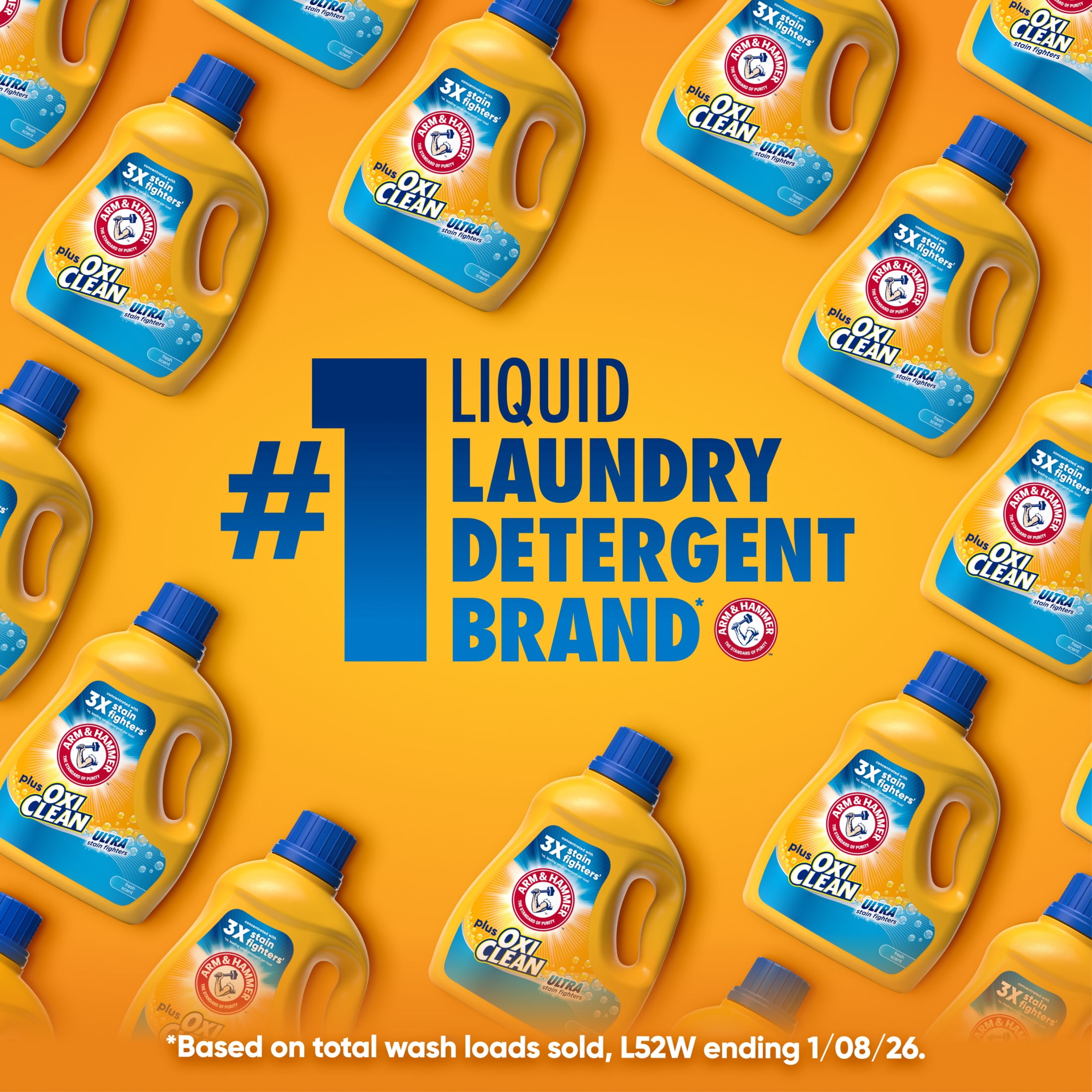 ARM & HAMMER Plus OxiClean Ultra Stain Fighters Liquid Laundry Detergent, Fresh Scent (158.6 fl oz) 7rlxh