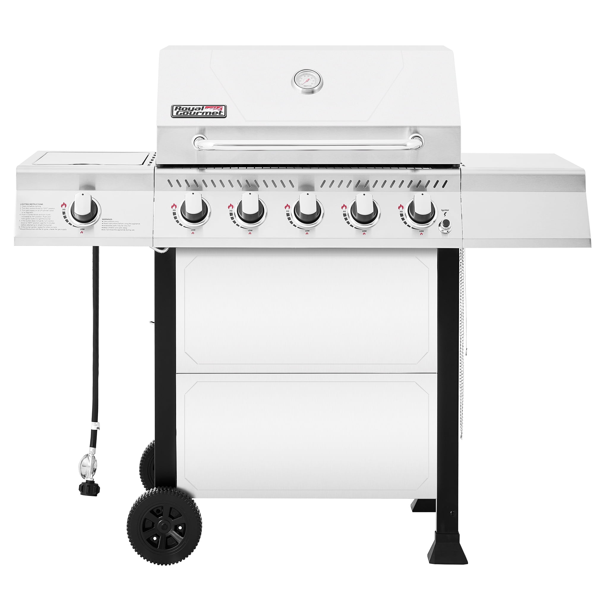 Royal Gourmet GA5401T 5-Burner Liquid Propane Gas Grill with Side Burner (Silver, 632 sq. in.) 8cci9