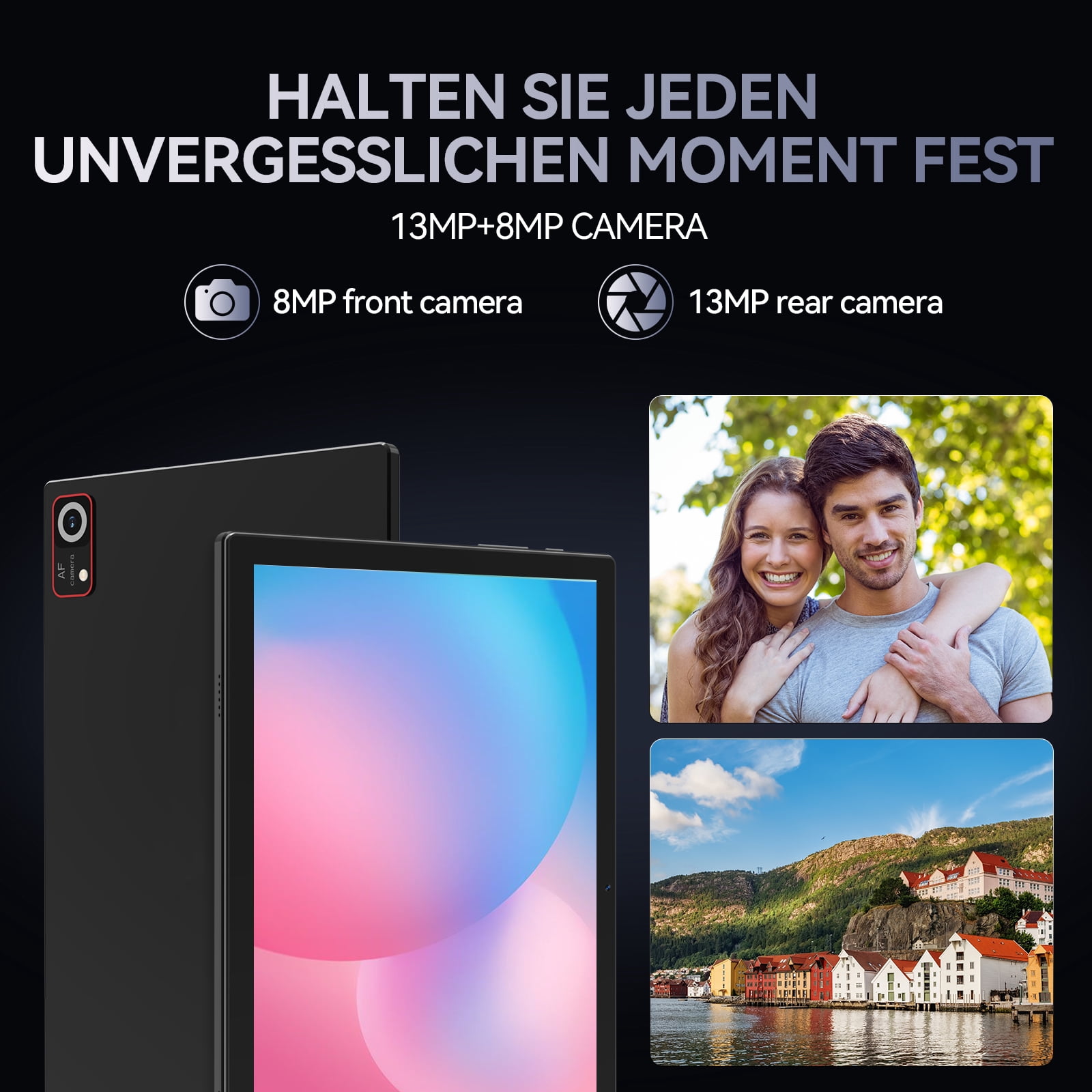 TABURETO Android 15 Tablet 10.1-inch Octa-Core 8GB RAM 128GB ROM Dual-Band Wi-Fi HD IPS Display (Black, 10.1 in) za0mz