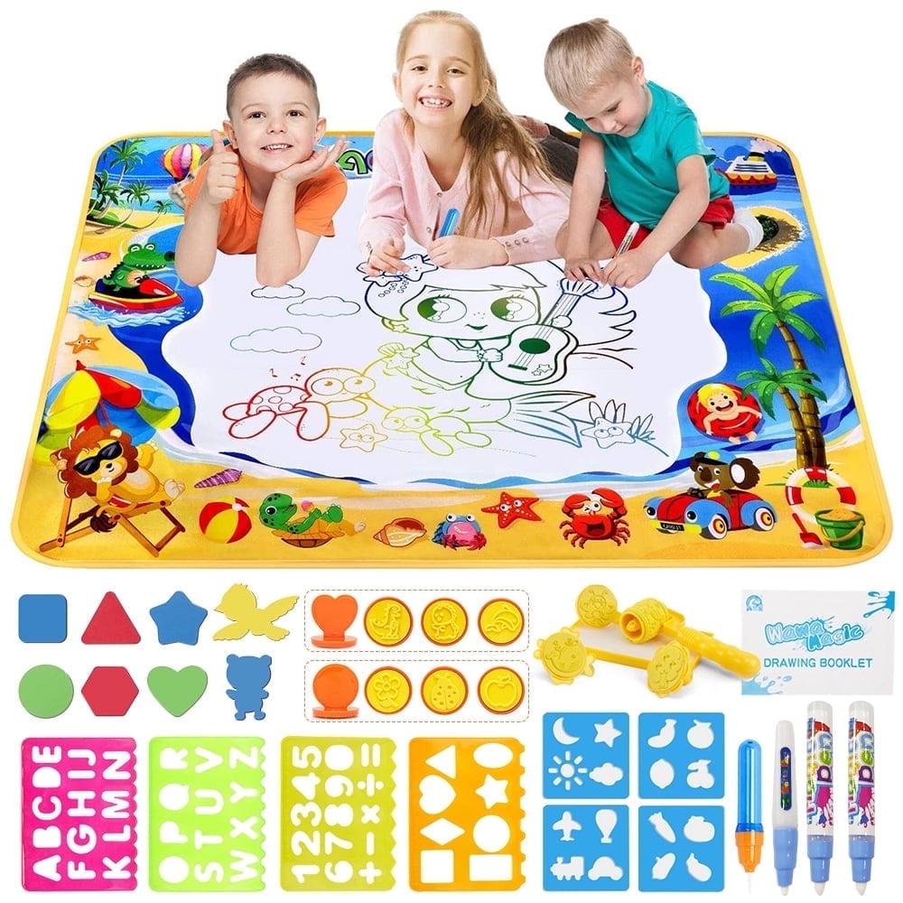GPED Aqua Magic Water Drawing Mat Large Doodle Painting Pad for Kids (Blue, 40 in x 32 in) 183p3