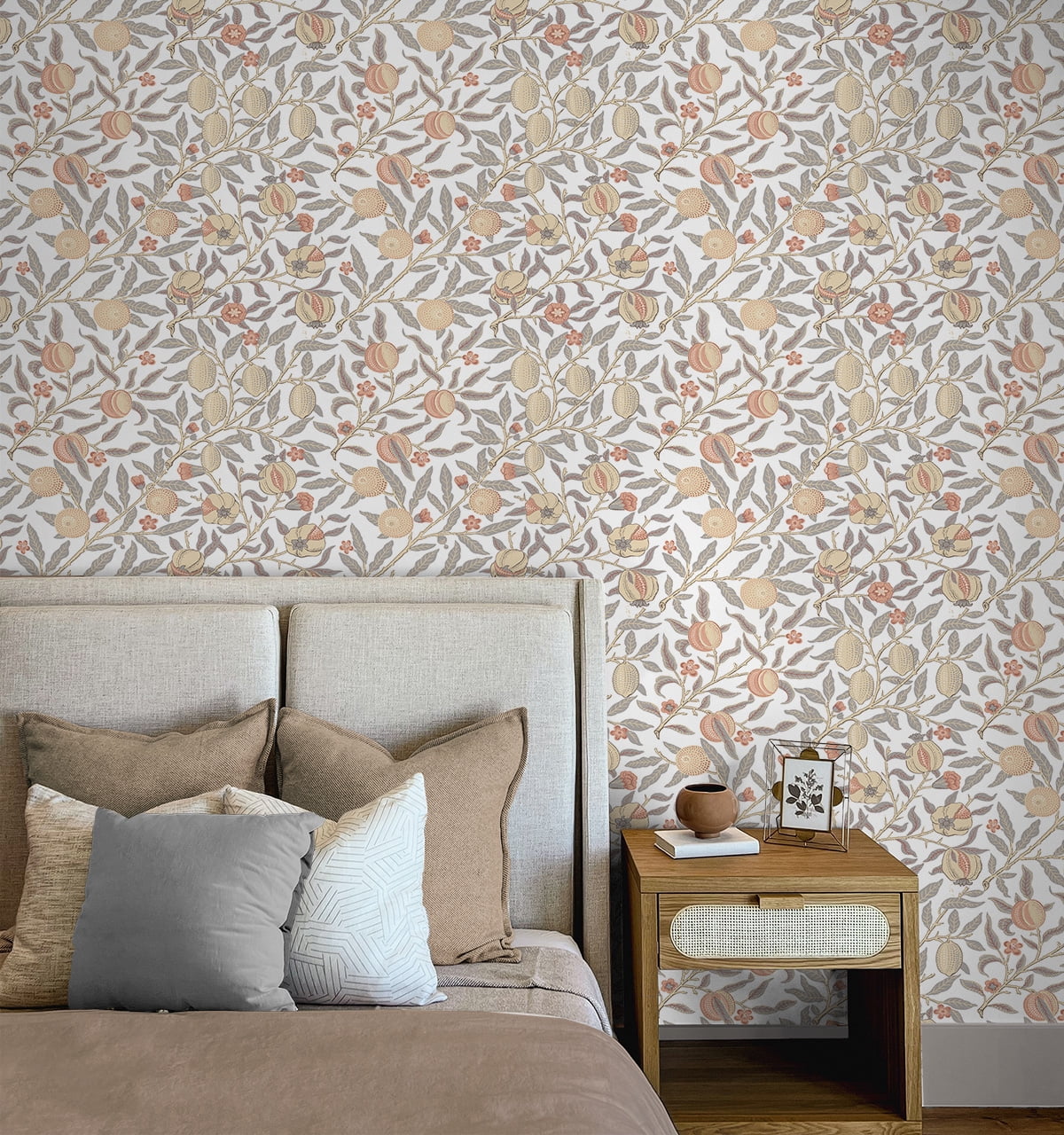 NextWall Pomegranate Peel and Stick Wallpaper (Daydream Grey & Melon, 20.9 in. W x 18 ft. L) e75d9
