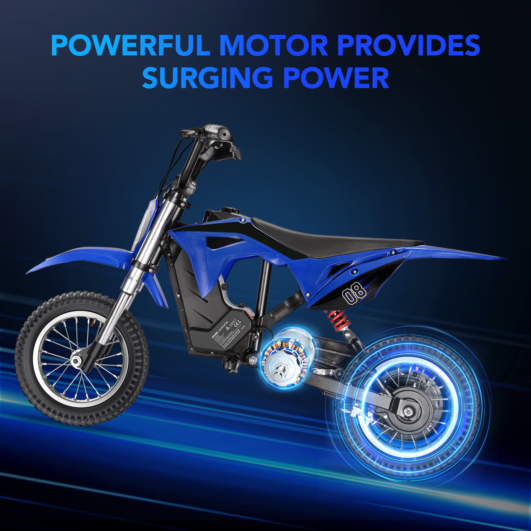 Easoger 36V Kids Electric Dirt Bike, High-Speed Off-Road Motorcycle with 3-Speed Modes and Dual Suspension (Black, 133 lb Capacity) 56zr0