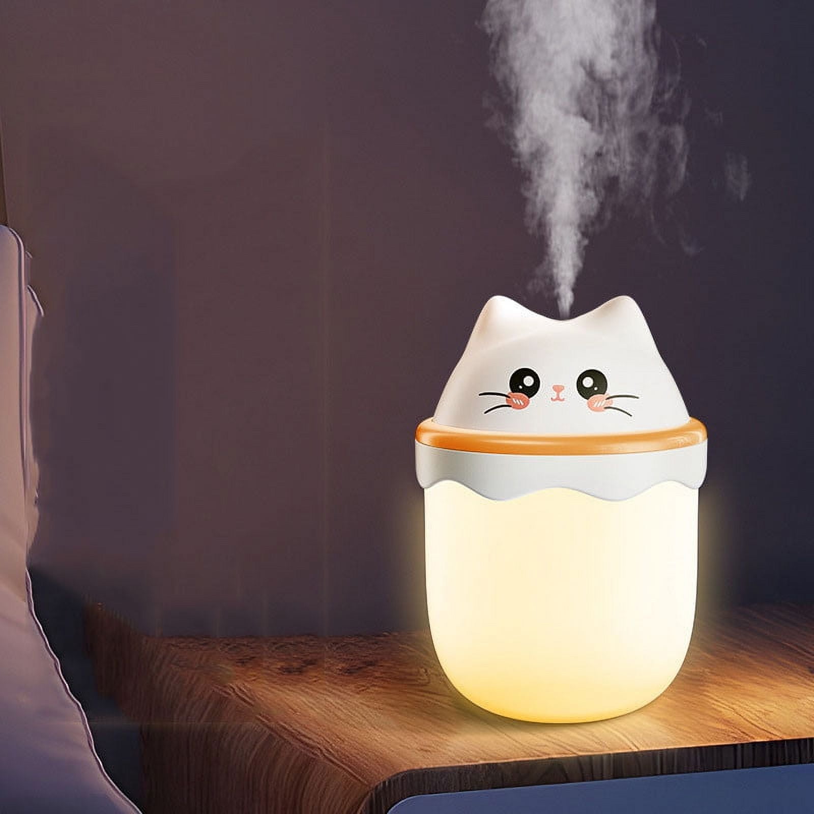 Yoziaaoa Mini Ultrasonic Humidifier, Cute Cat Mist Diffuser for Bedroom and Car (Red, 2.95 in x 4.17 in) 3nzrr