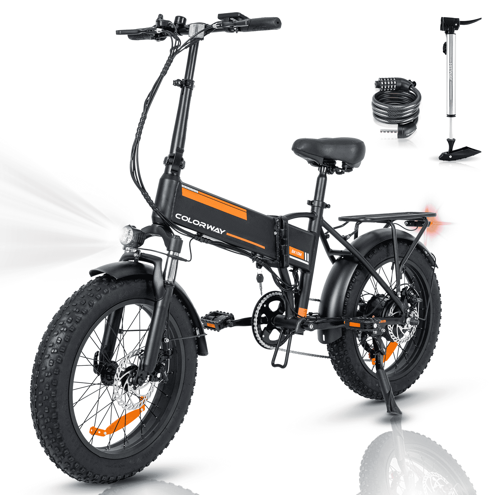 COLORWAY 750W Electric Bike for Adults, All-Terrain Fat Tire E-Bike with Removable 36V Battery (Black, 20 in) 7ppae