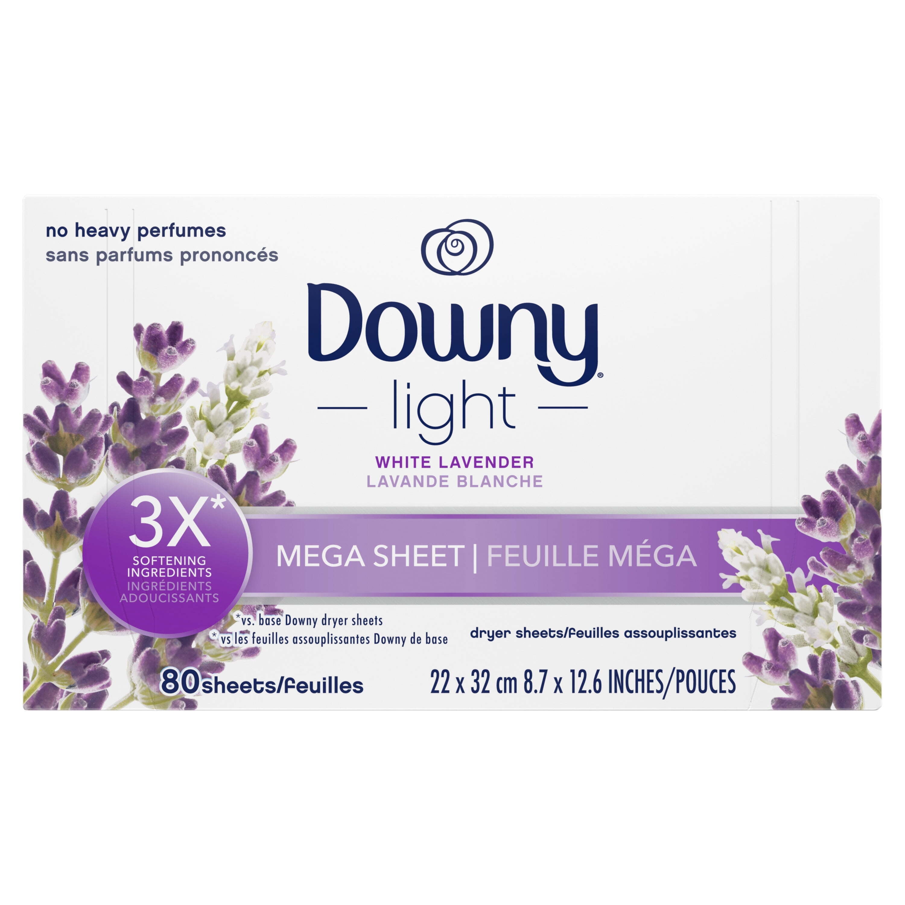 Downy Light Mega Dryer Sheets, Fabric Softener with White Lavender Scent (White, 80 Count) q6yhh