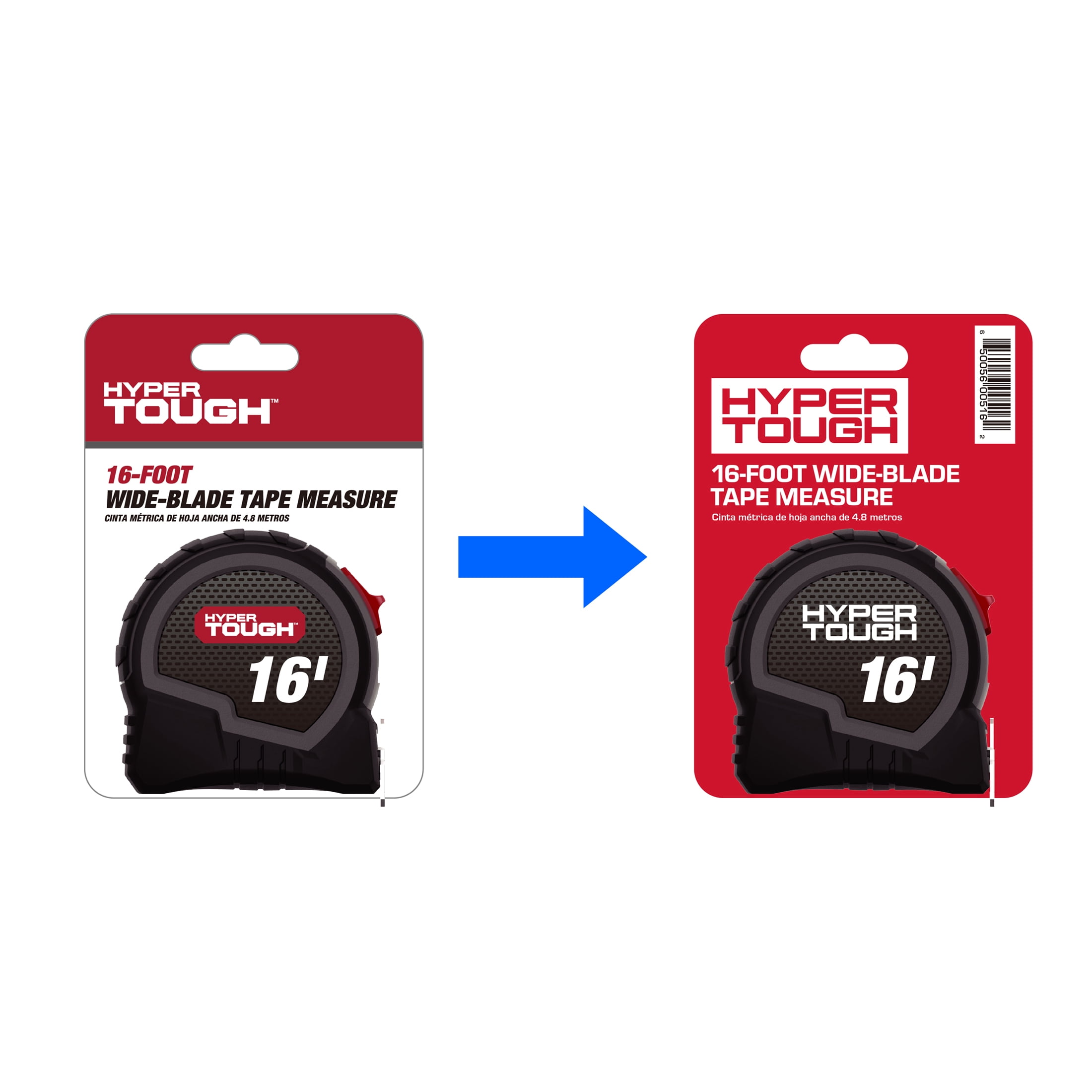 Hyper Tough Wide Blade Steel Tape Measure (Grey, 16 ft) fzwvs