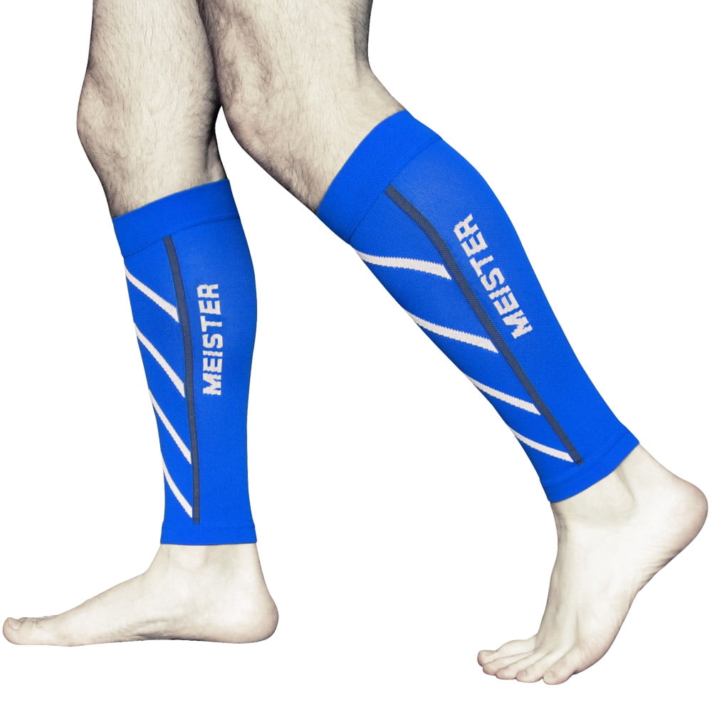 Meister Graduated Compression Leg Sleeves for Shin Splint Support and Recovery (Blue, Large) 6ql6r