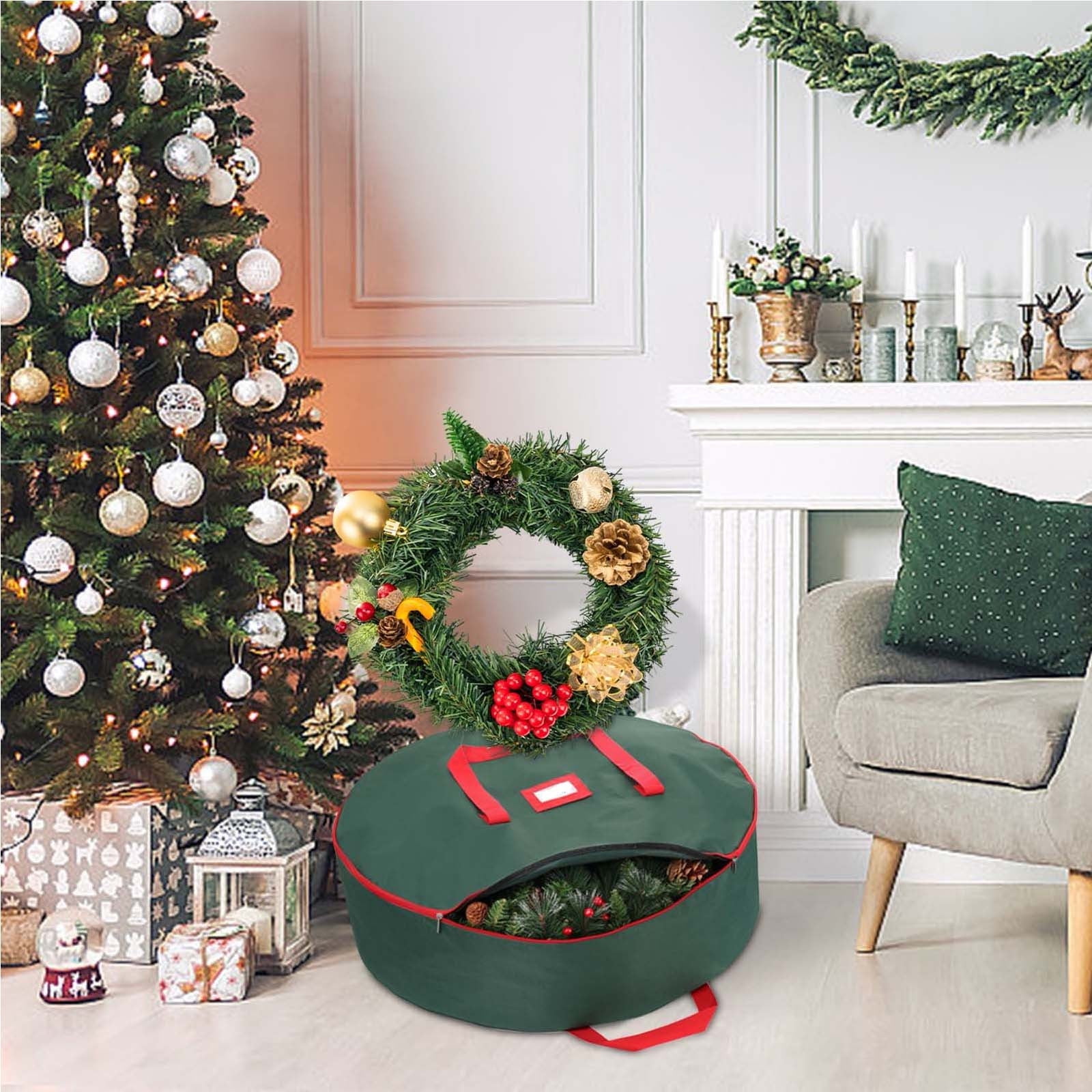 Aihimol Heavy Duty Wreath Storage Bag, Waterproof Christmas Wreath Holder for Seasonal Organization (Green, 29 in) 9kuj2