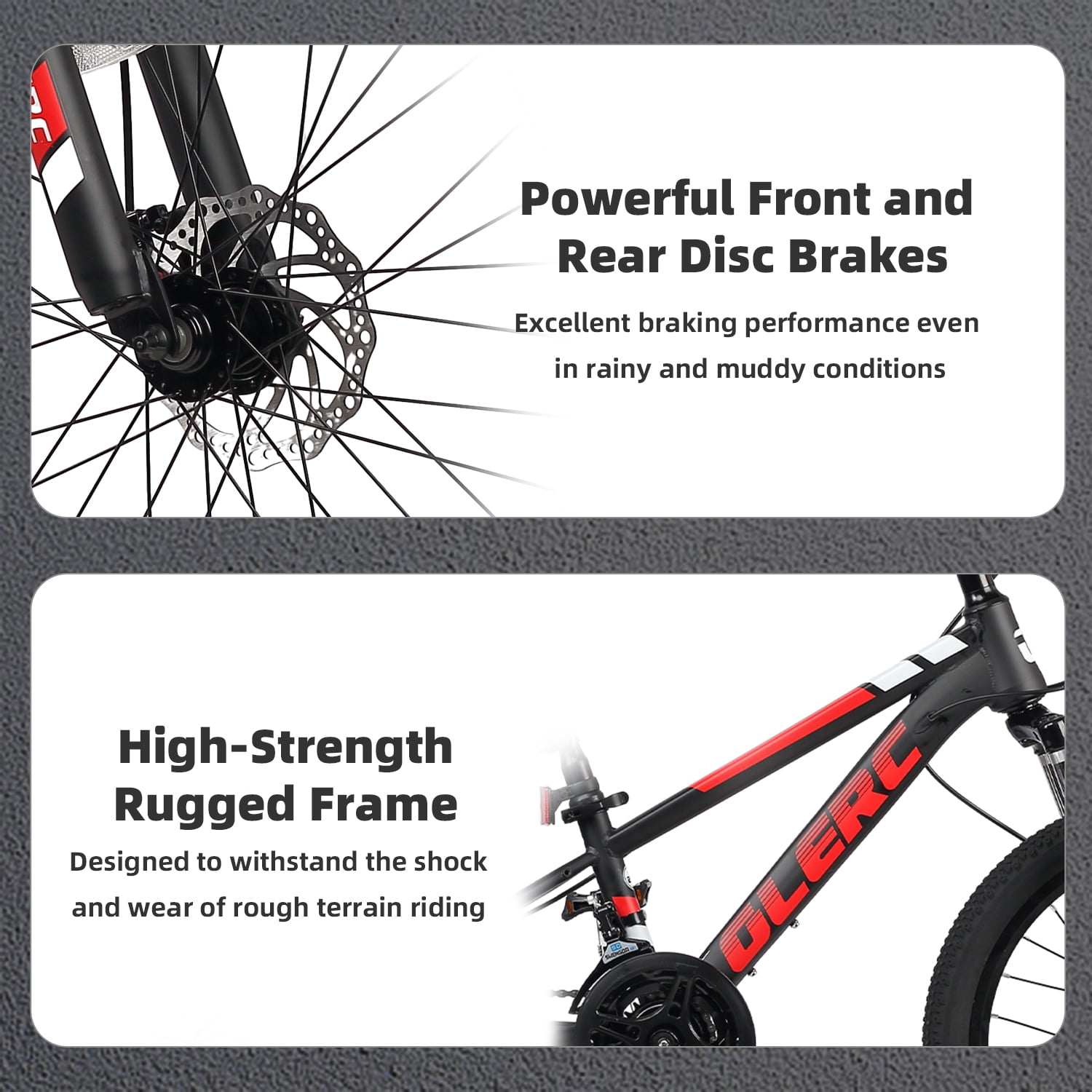Glerc Skyline Kids Mountain Bike, 21-Speed Bicycle with Front Suspension and Dual Disc Brakes (Black, 24 in) 7bweo