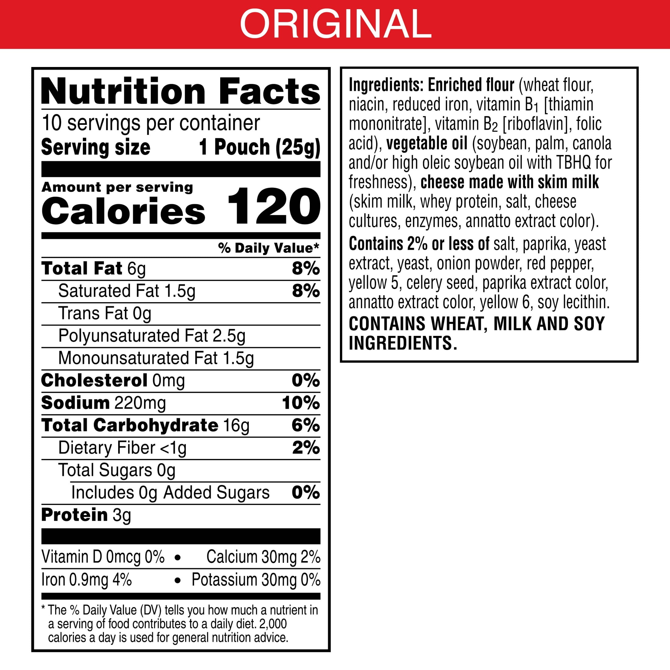 Cheez-It Gripz Original Baked Snack Crackers, Mini Crackers (10 Count, 9 oz) oknv1